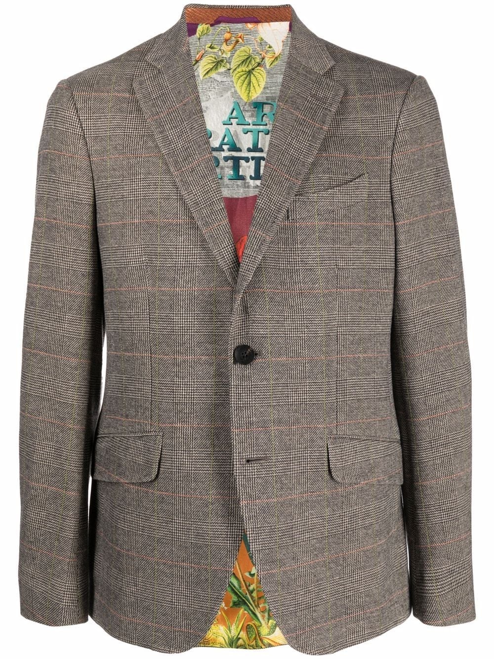 checked single-breasted blazer - 1