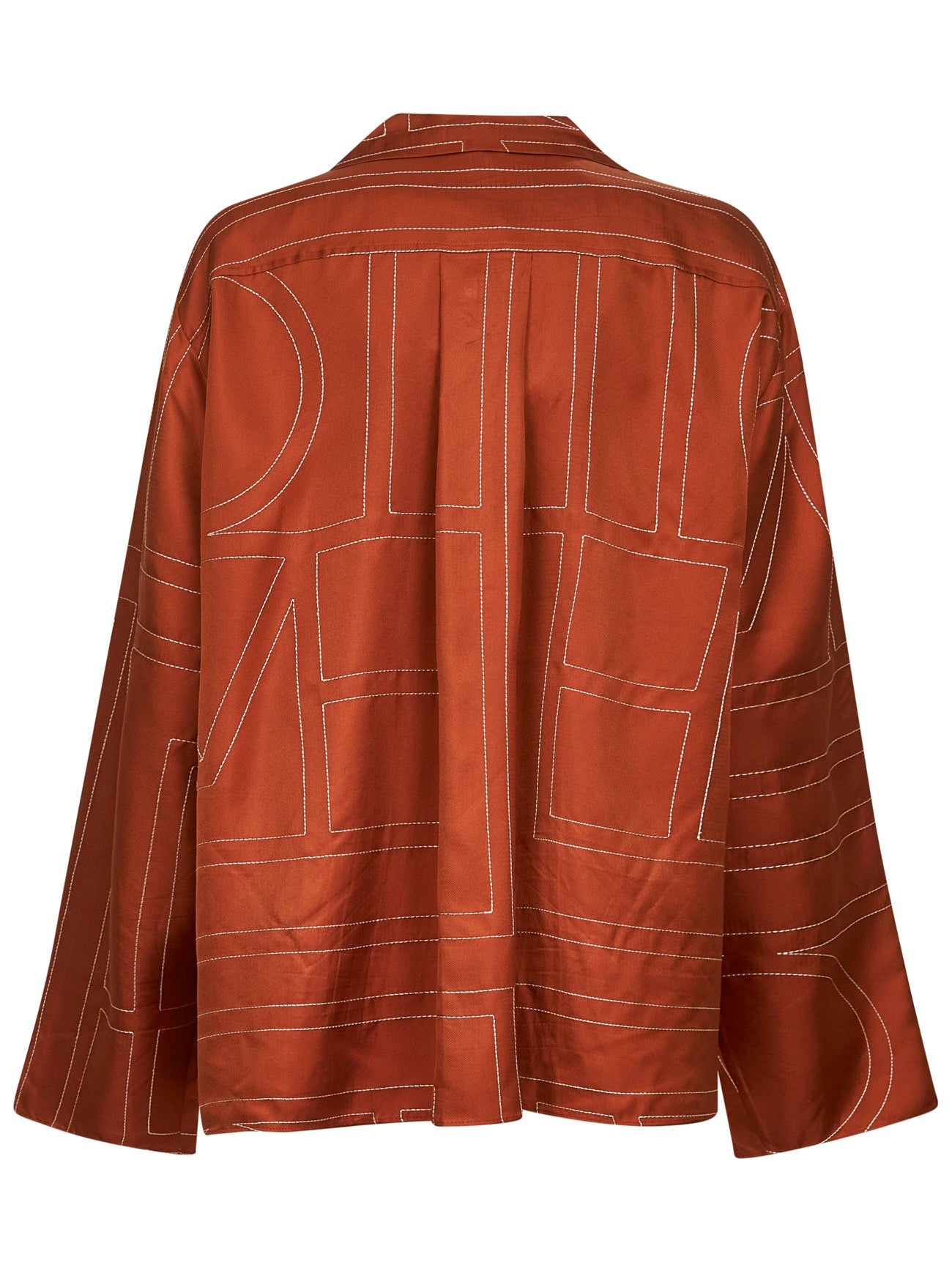 Orange silk twill Monogram pajama shirt - 2