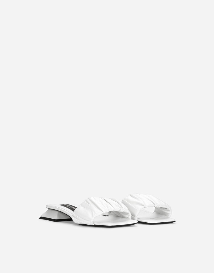 Gathered nappa leather slides - 2
