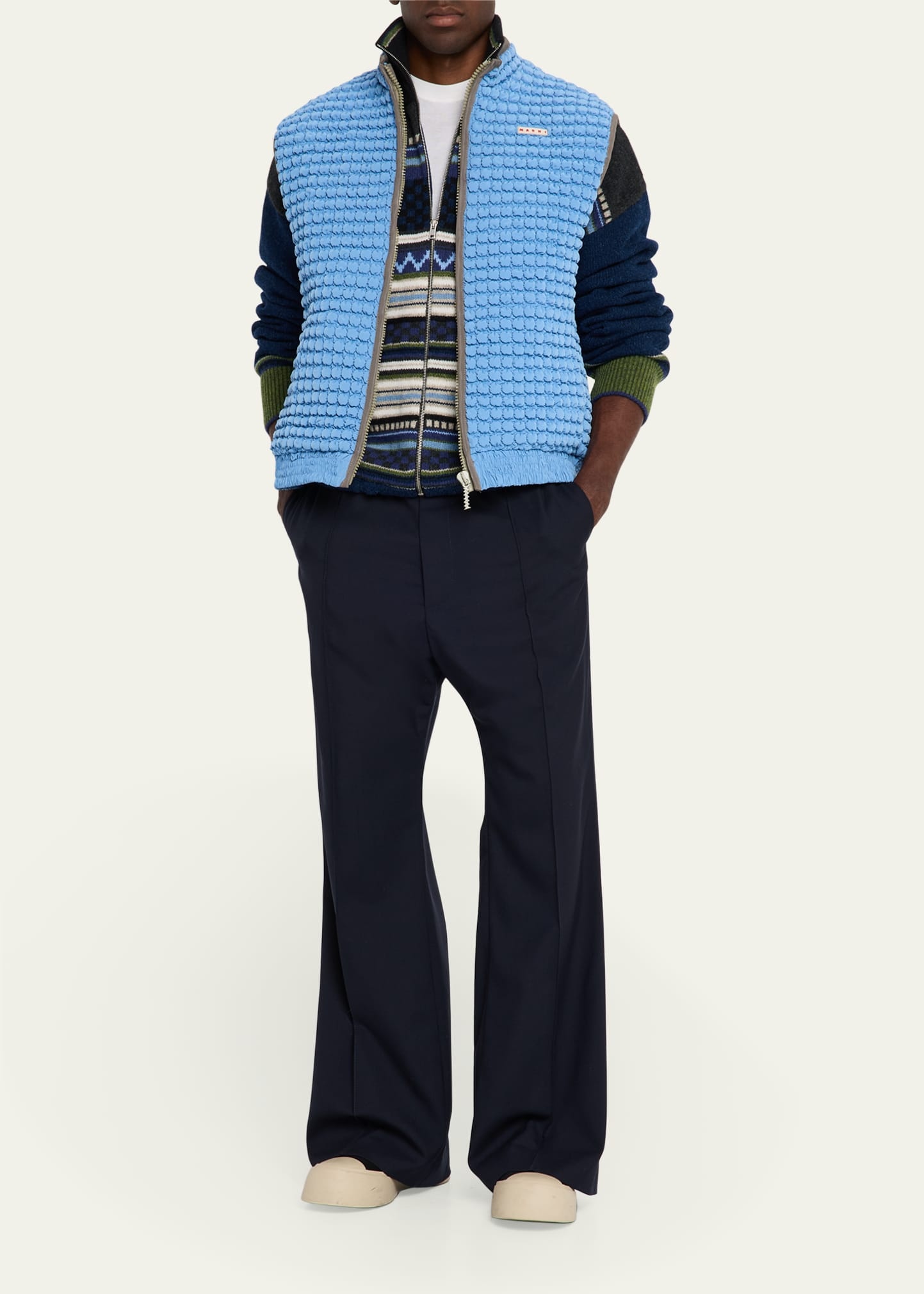 Men's Mixed Stripe Jacquard Full-Zip Cardigan - 2