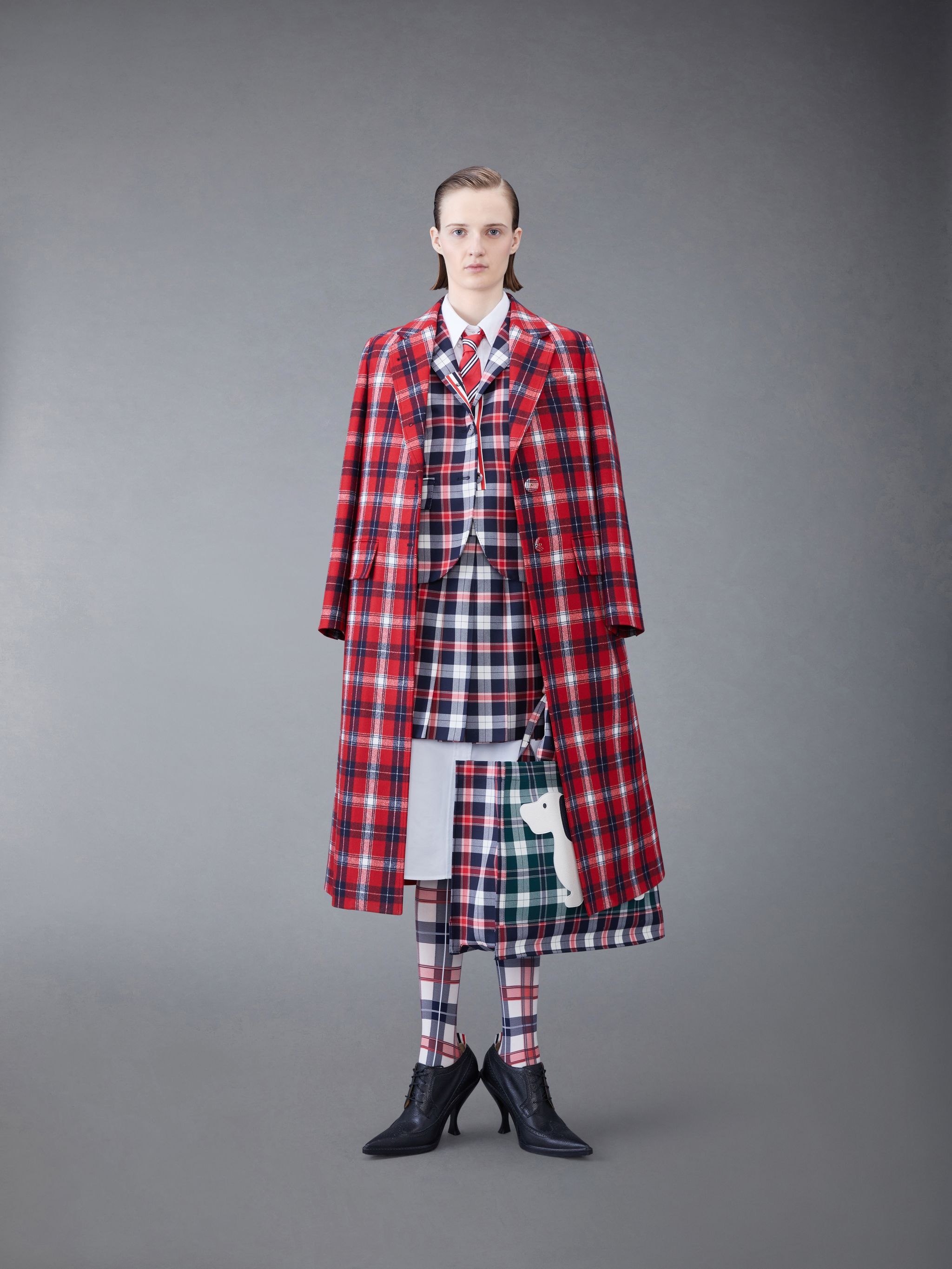 Tartan Flannel Wide Lapel Overcoat - 3