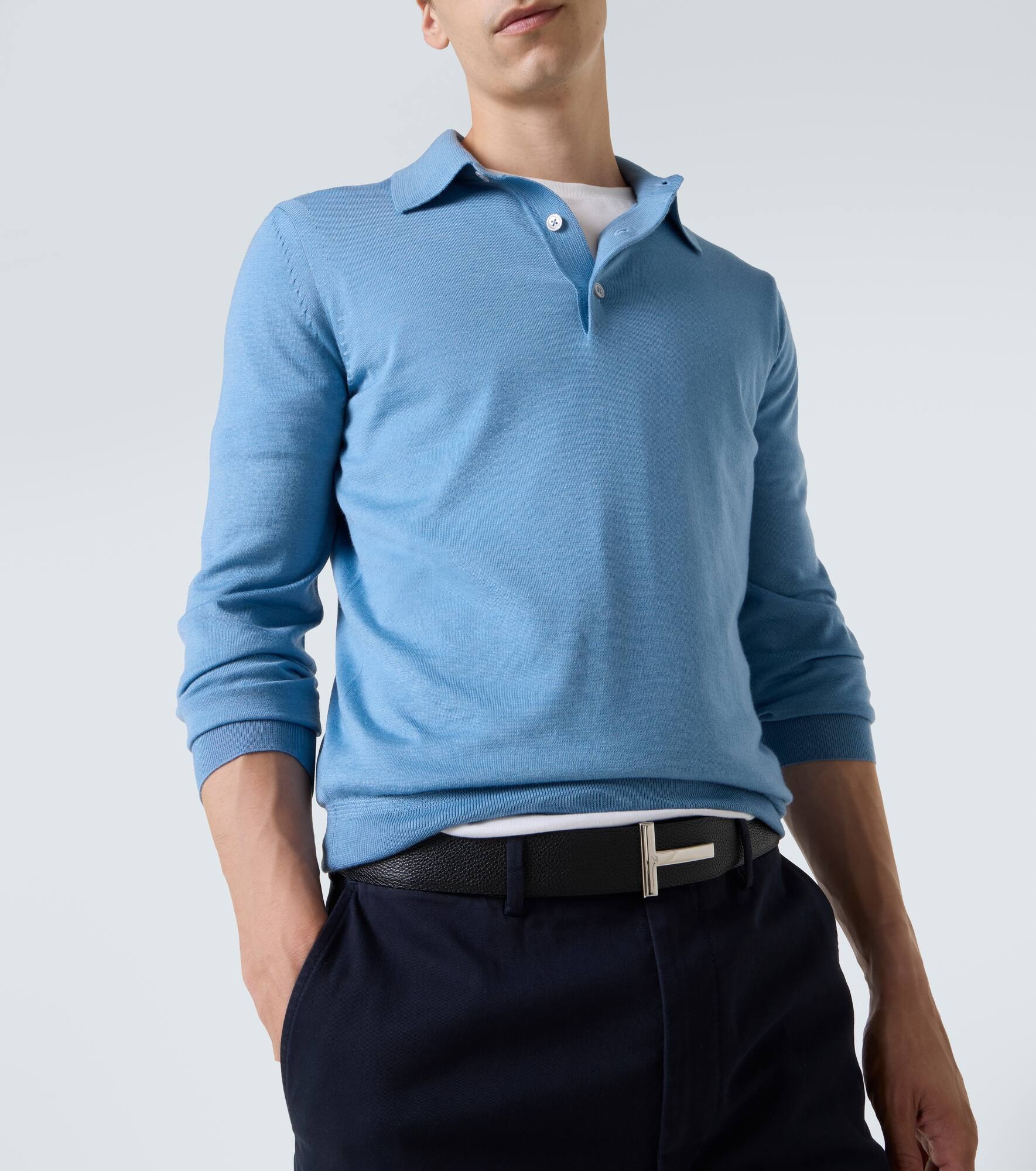 Cashmere and silk polo shirt - 5