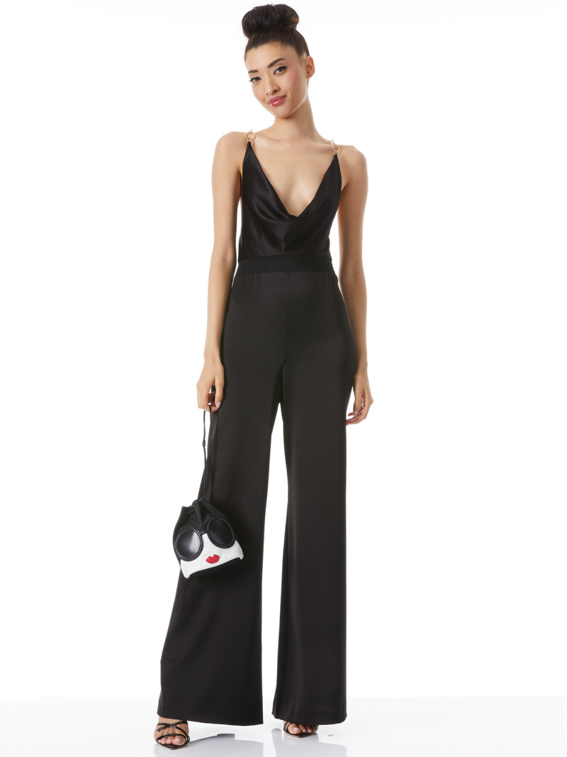 Alice + Olivia RISKA COWL NECK CHAIN STRAP JUMPSUIT outlook