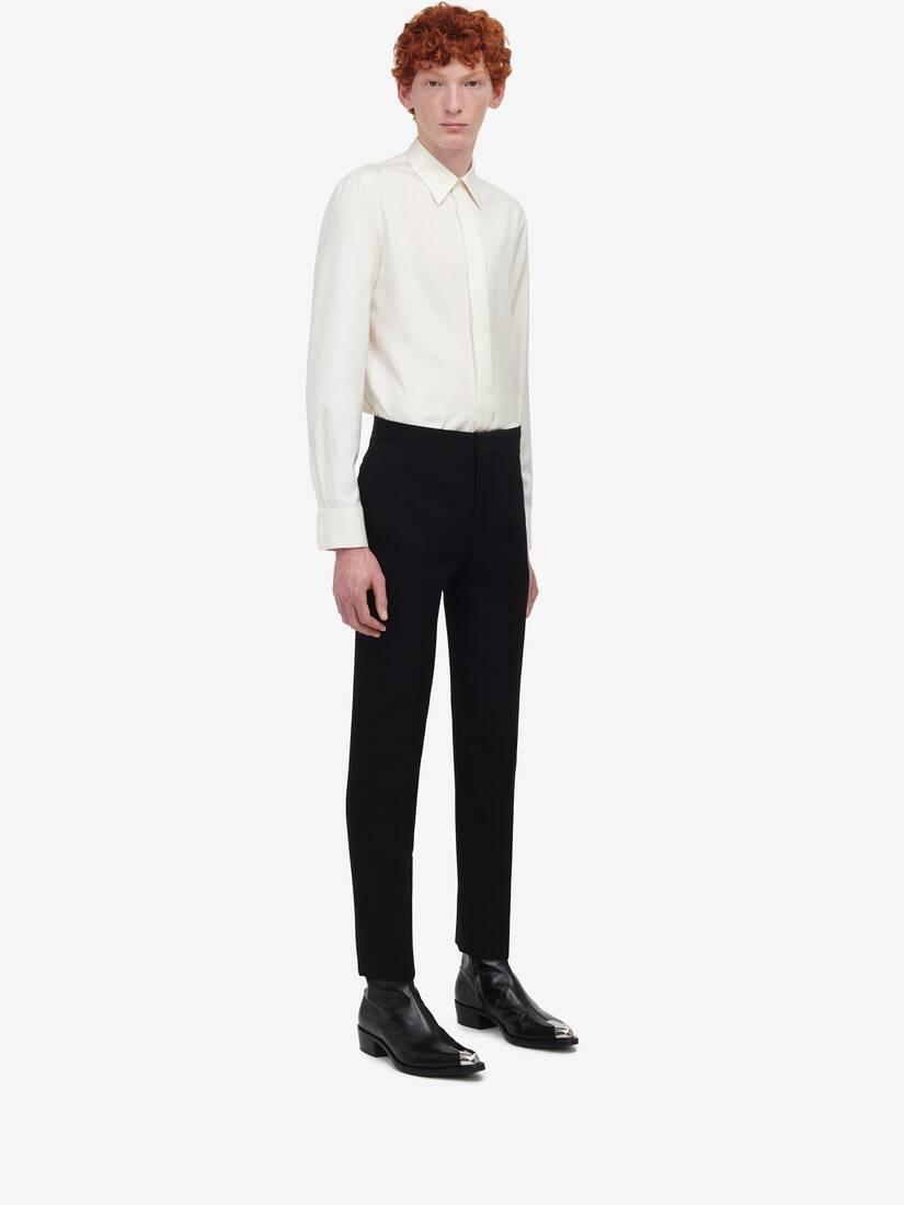 Men's Concealed Placket Shirt in Ivory - 3