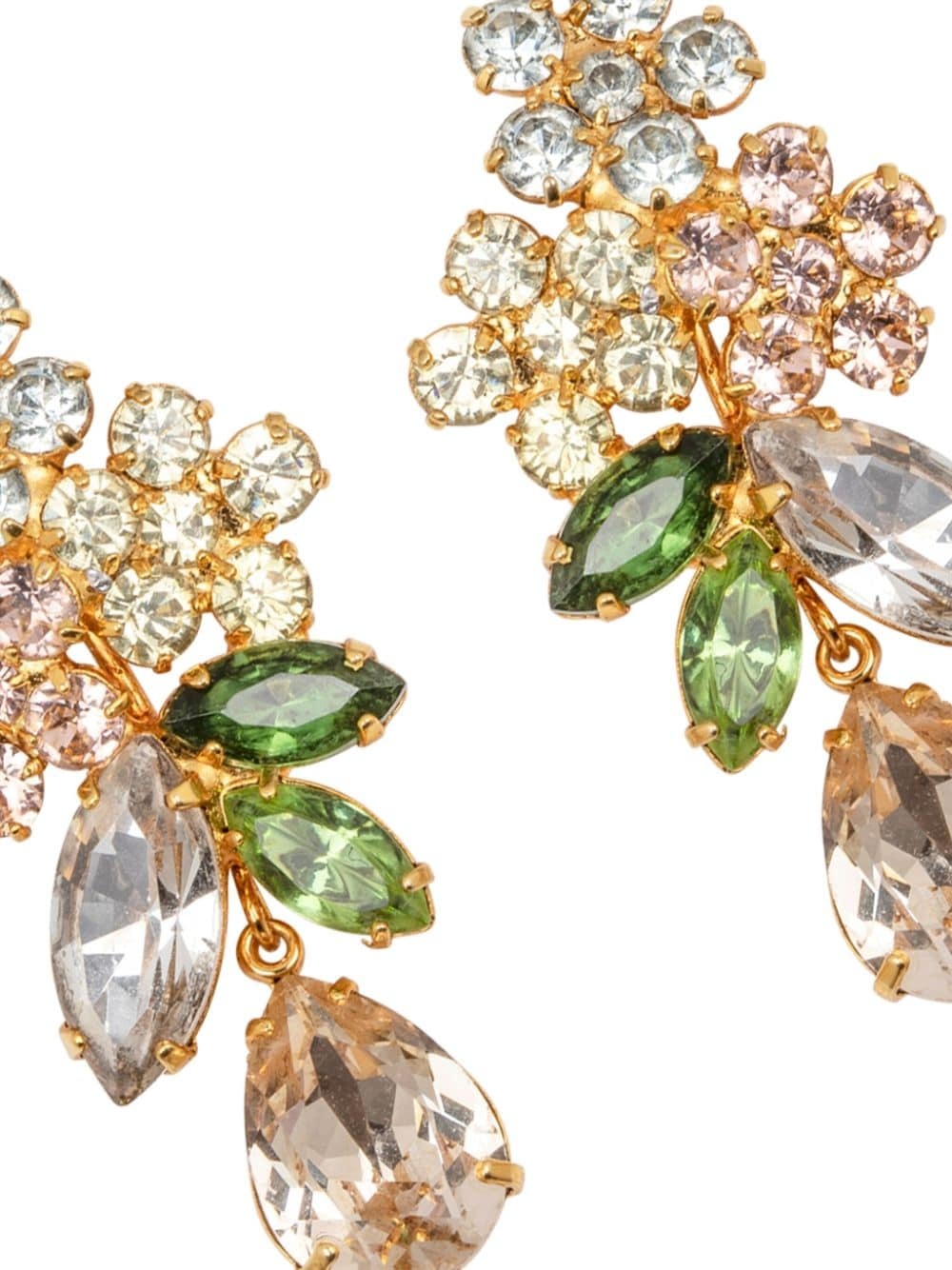 18kt gold plated Bouquet crystal drop earrings - 2