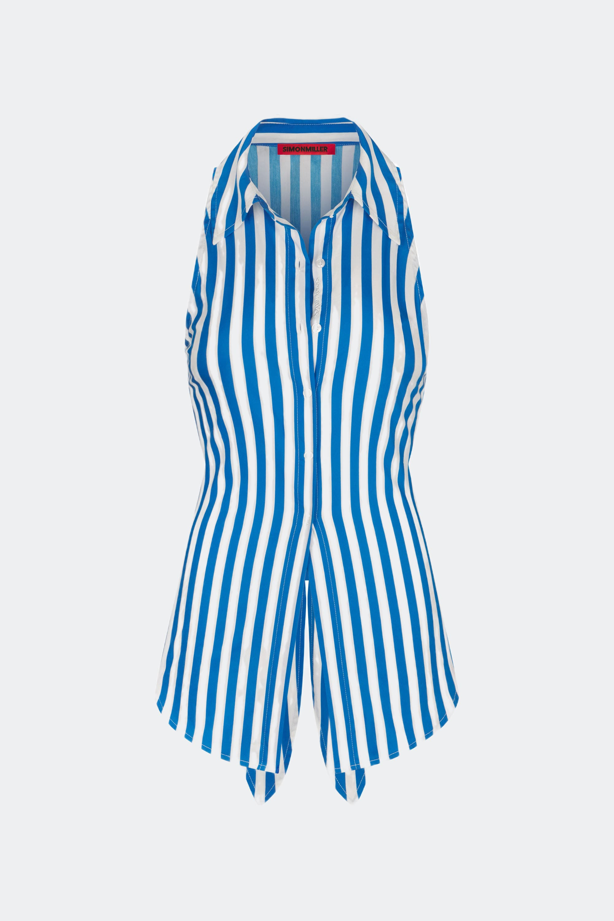 SIMONMILLER Loch Sleeveless Poplin Button Up in Blue Stripe at Nordstrom - 2