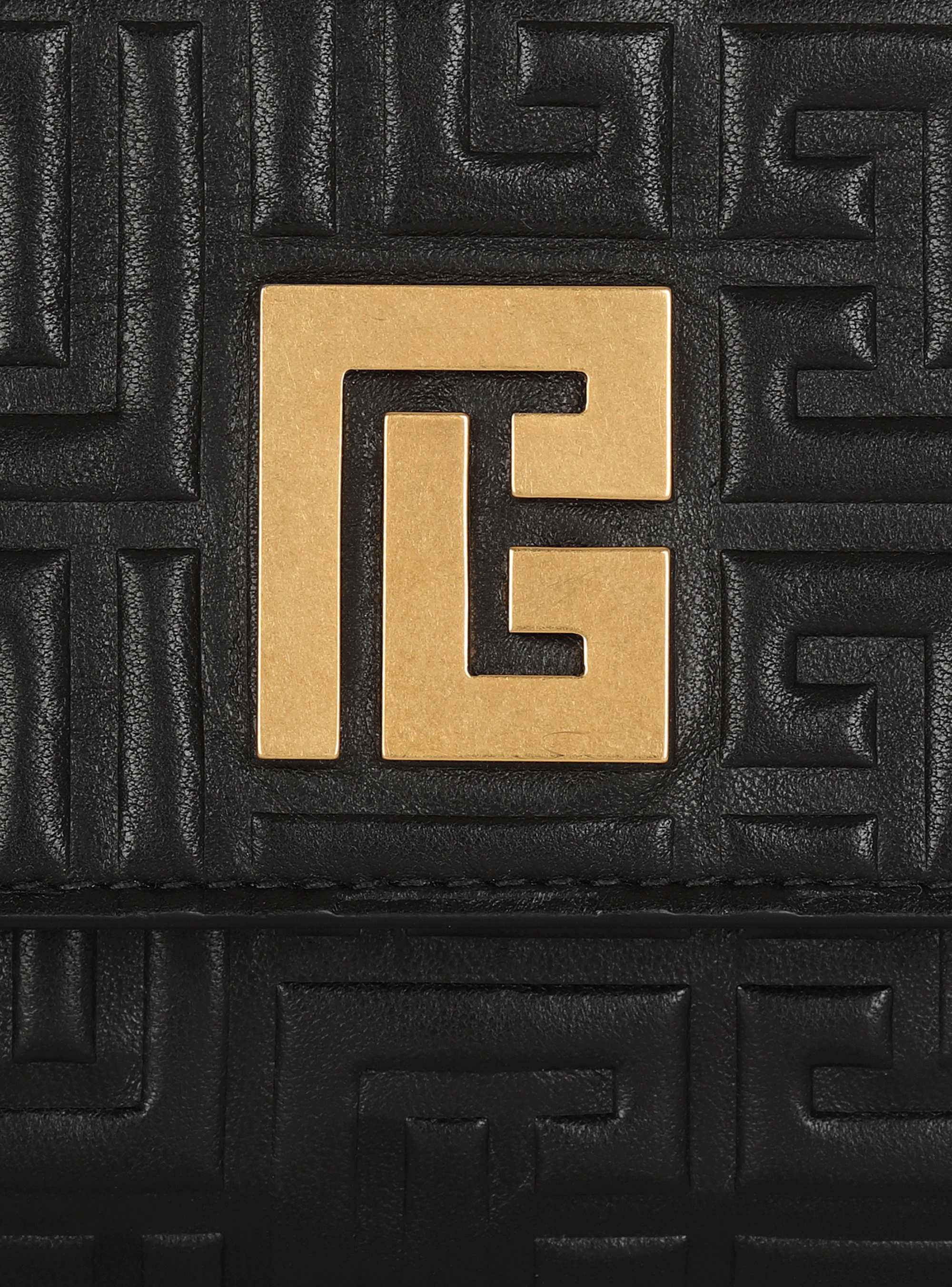 Debossed leather 1945 wallet with Balmain monogram and chain - 2