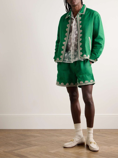 BODE Ripple Embellished Grosgrain-Trimmed Cotton-Canvas Jacket outlook