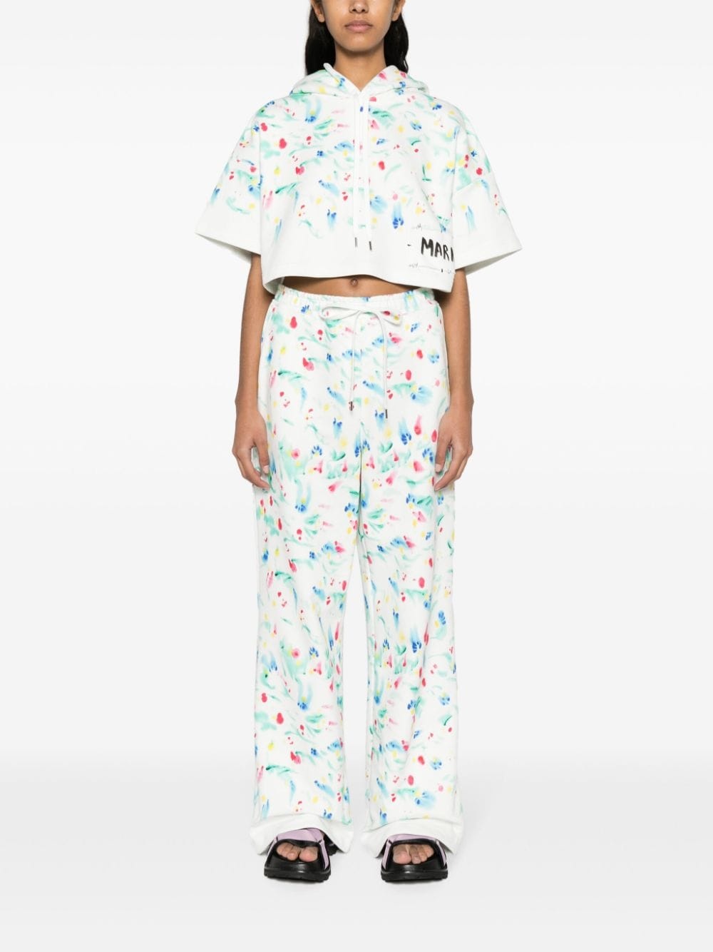 floral-print cotton hoodie - 2