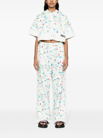 Marni floral-print cotton hoodie outlook