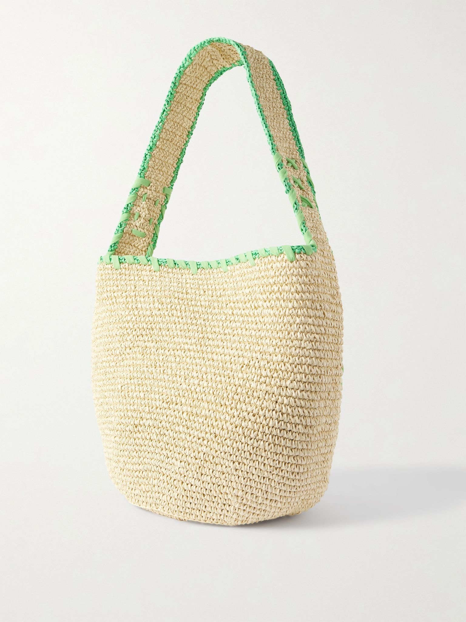 Embroidered raffia tote Neutral - 3