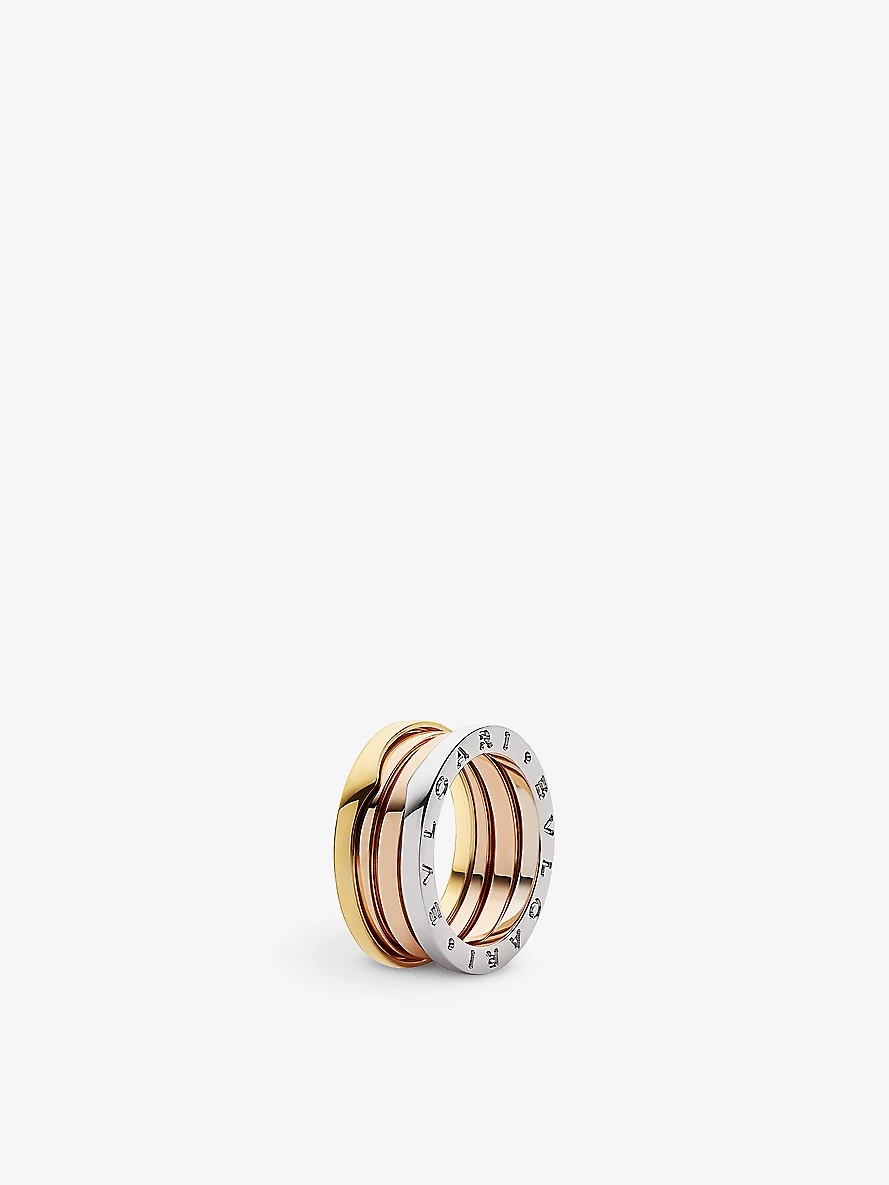 B.zero1 two-band 18ct rose, white and yellow gold band ring - 1