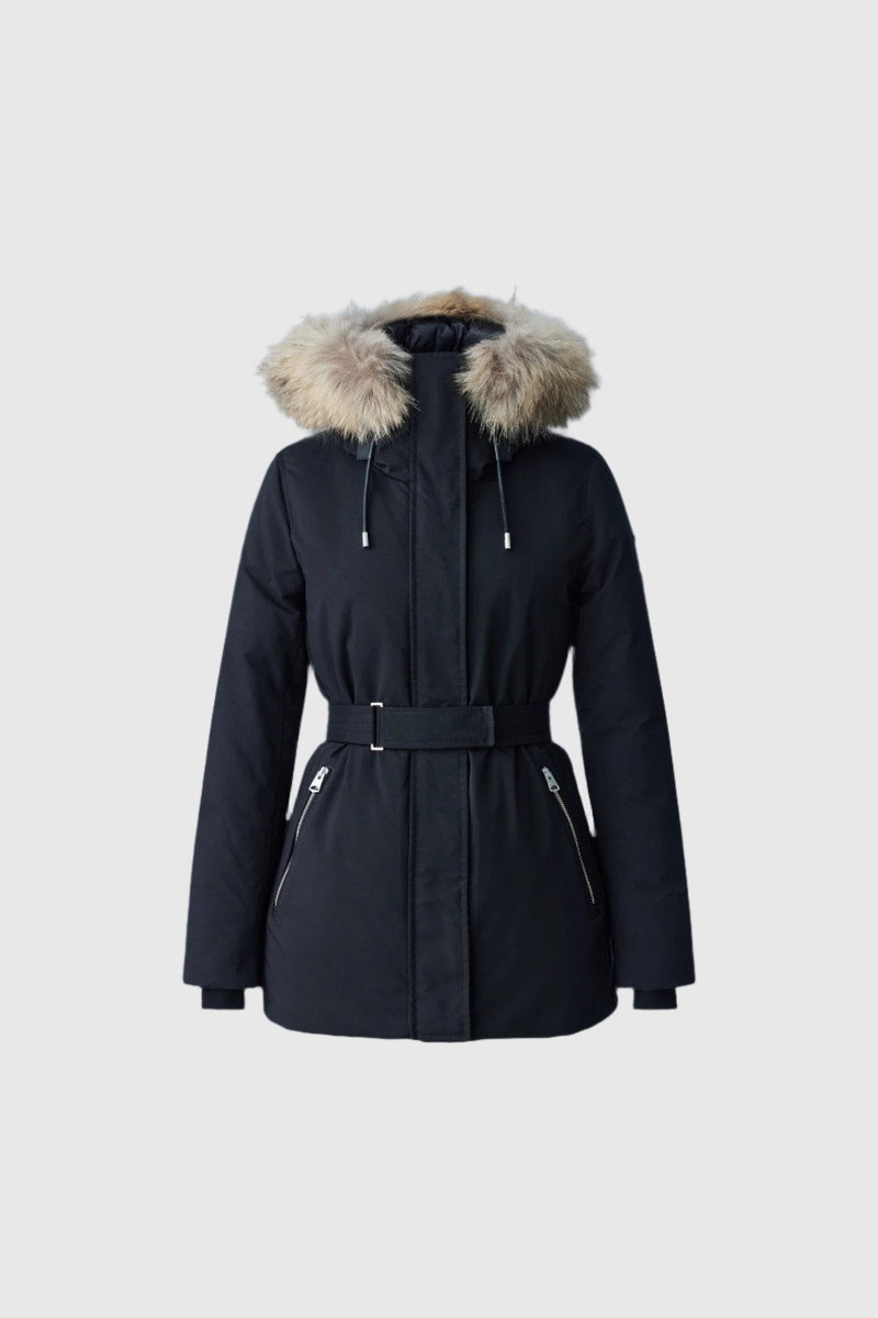 JENI-F 2-in-1 down parka with removable bib and natural fur 1
