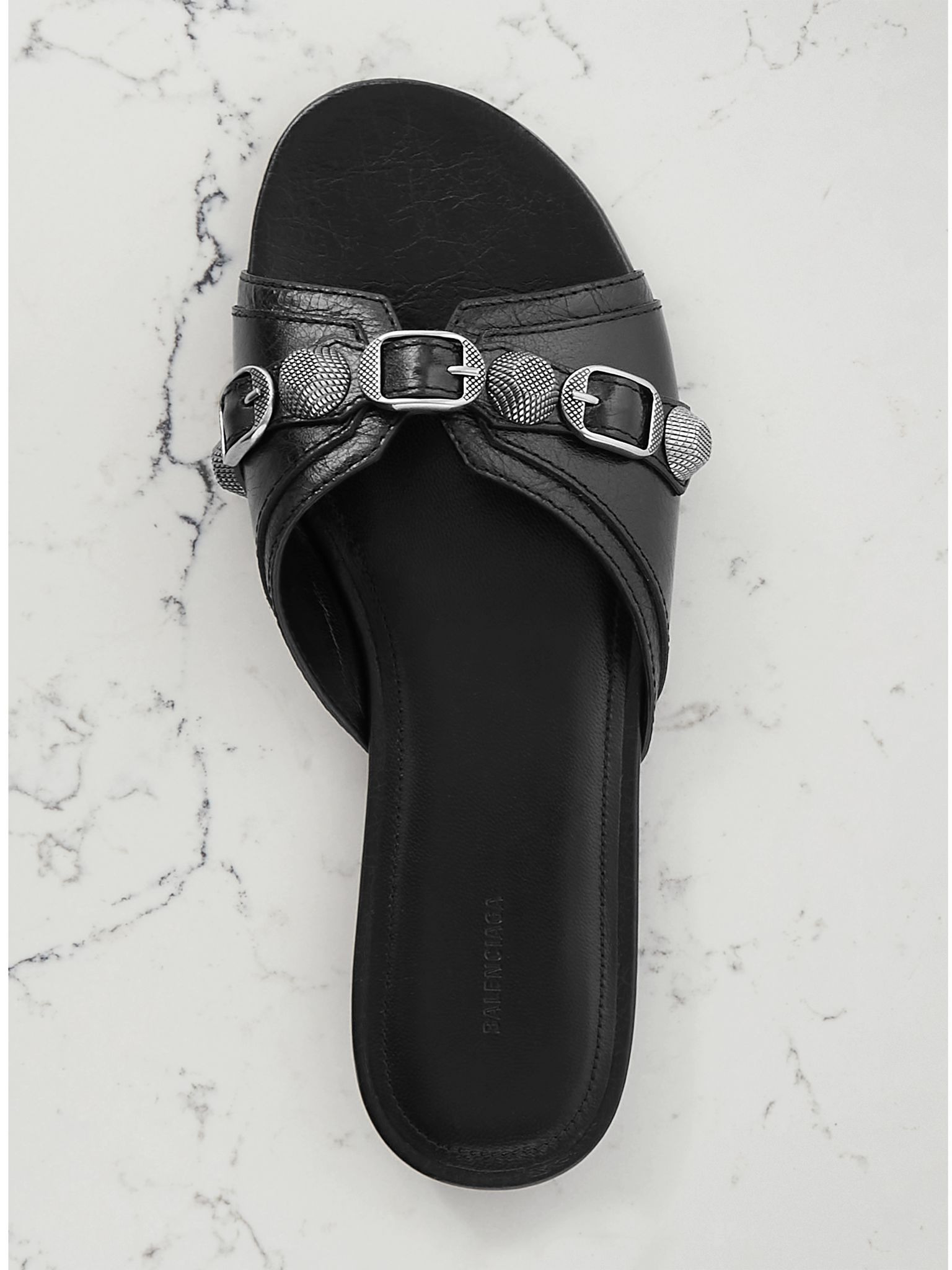 Cagole embellished textured-leather sandals Black - 5