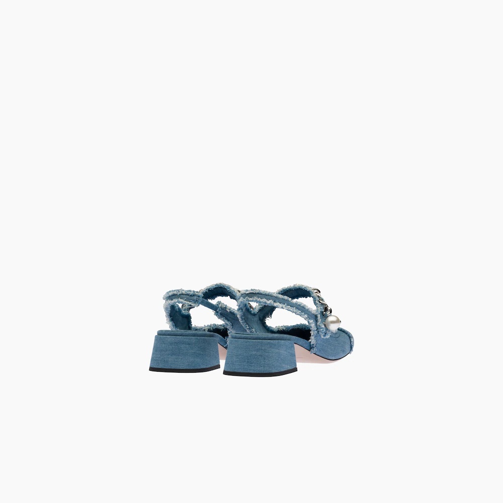 Denim slingback pumps - 3