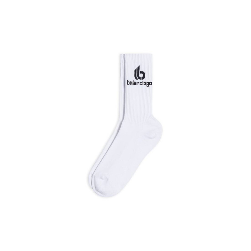 BALENCIAGA Men's Double B Socks in White outlook