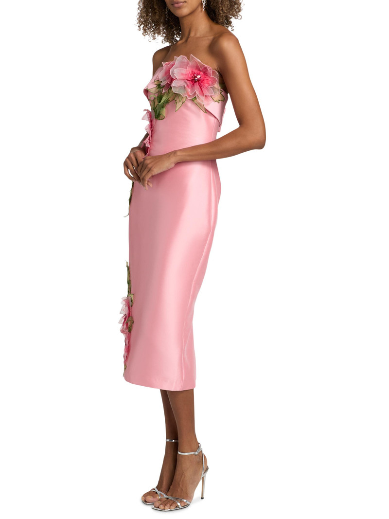Women's Floral Appliqué Strapless Cocktail Dress - Peony 4