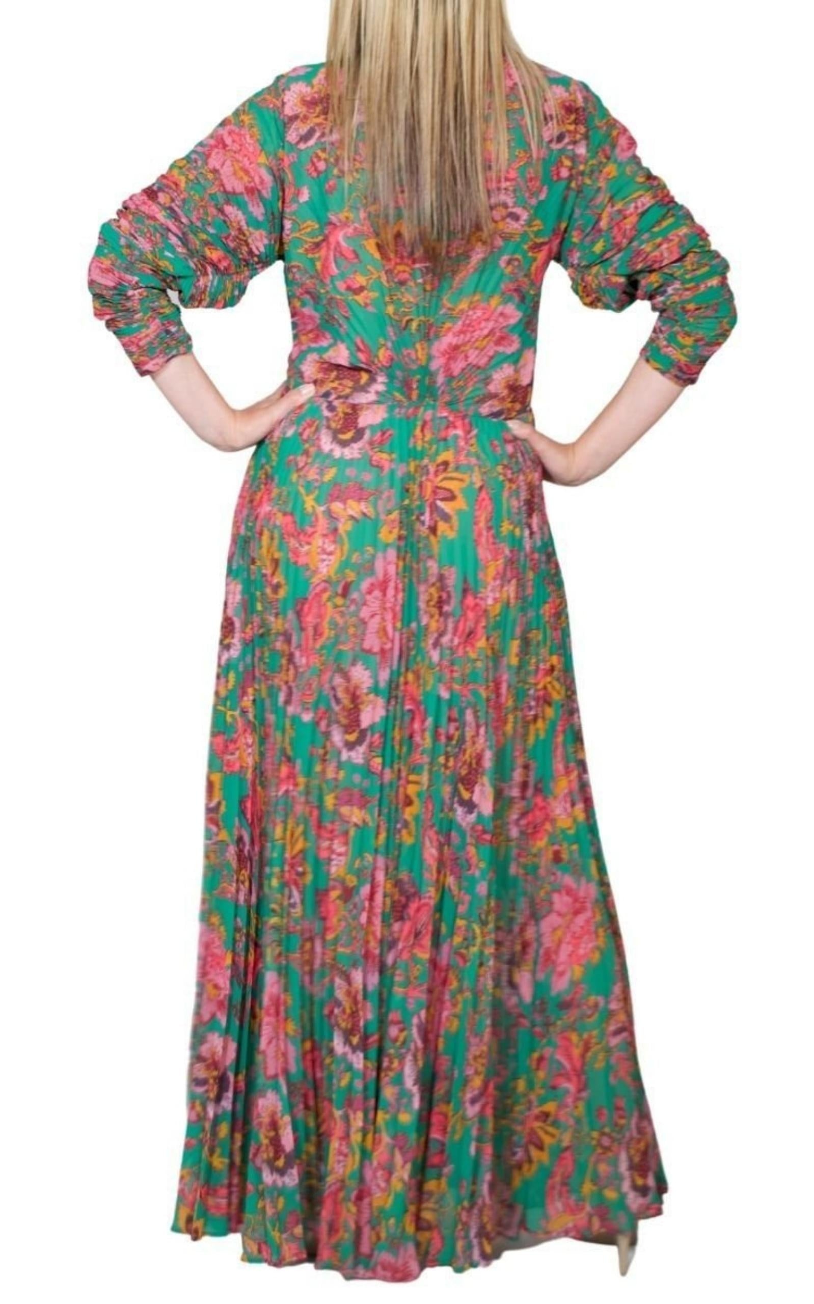 Ying Yang Micro-Print Pleated Chiffon Gown - 5