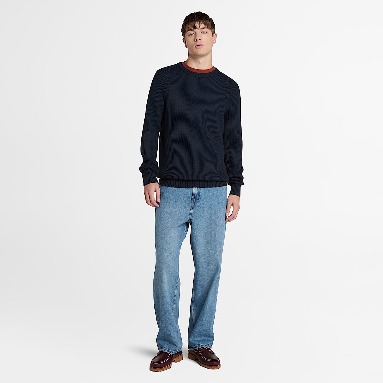 Men's Raglan Sleeve Ribbed Sweater - 3