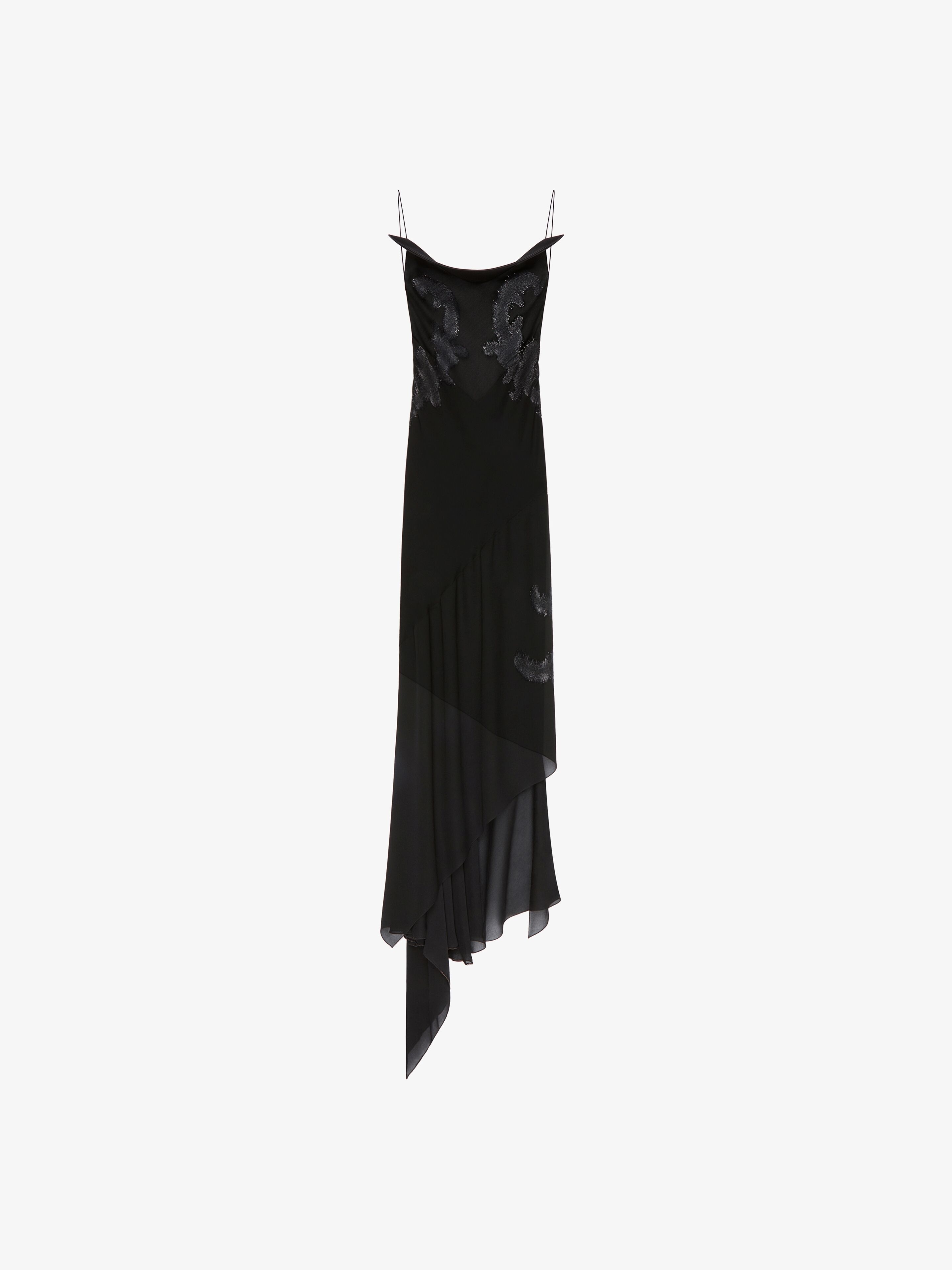 EVENING DRESS IN SILK WITH LUREX CUT THREAD EMBROIDERY - 1