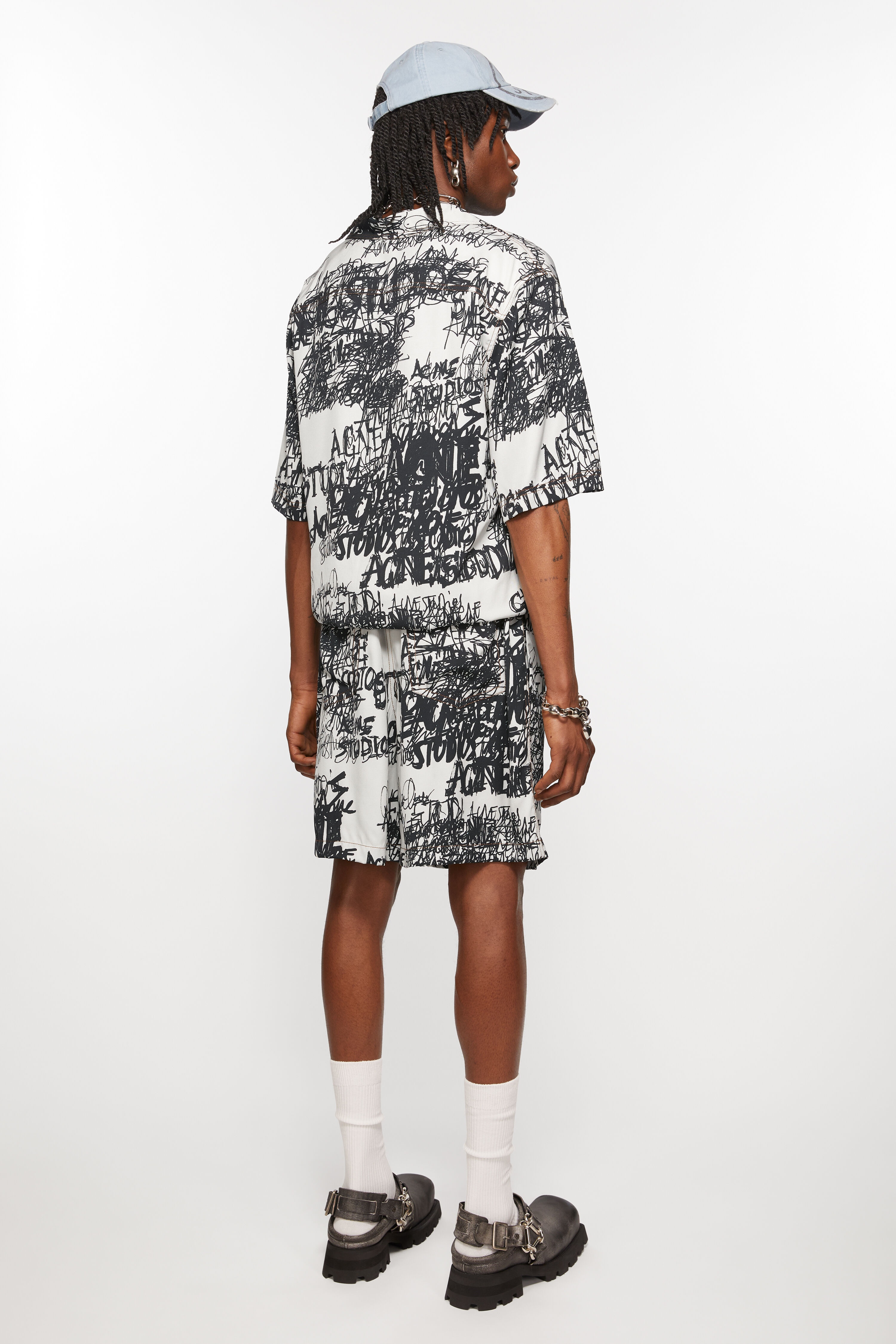 Printed shorts - Light grey/black - 3