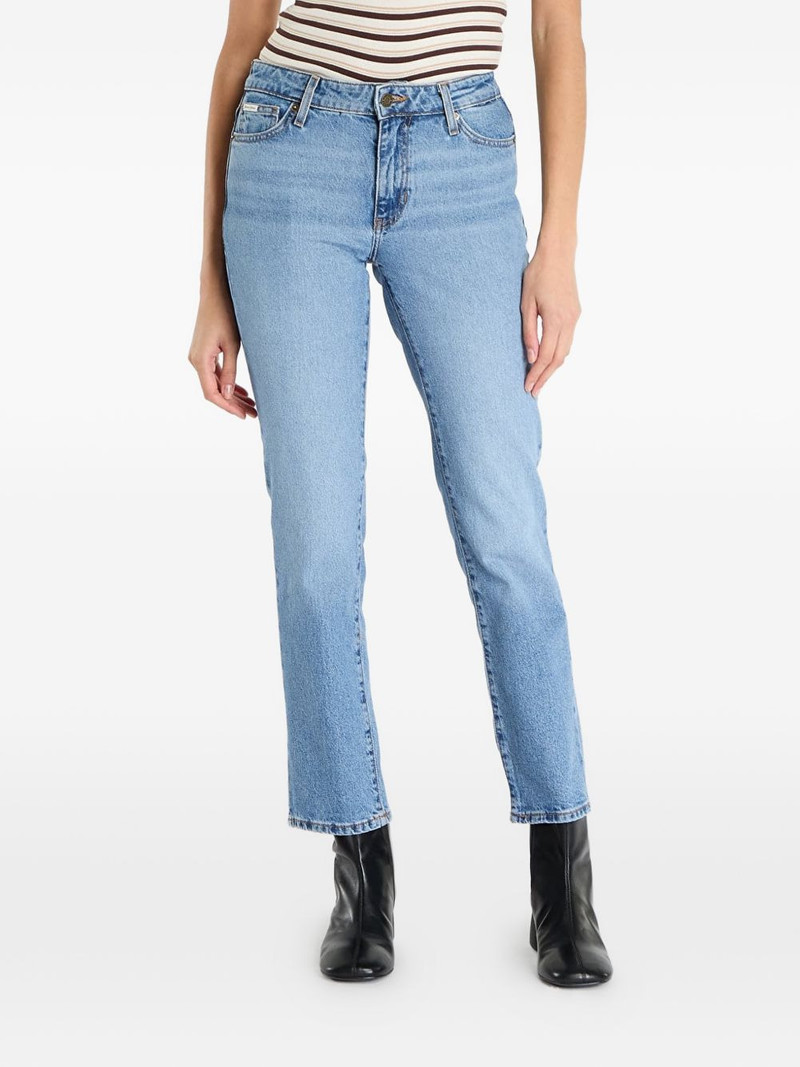 G08 whiskered logo-patch jeans 1