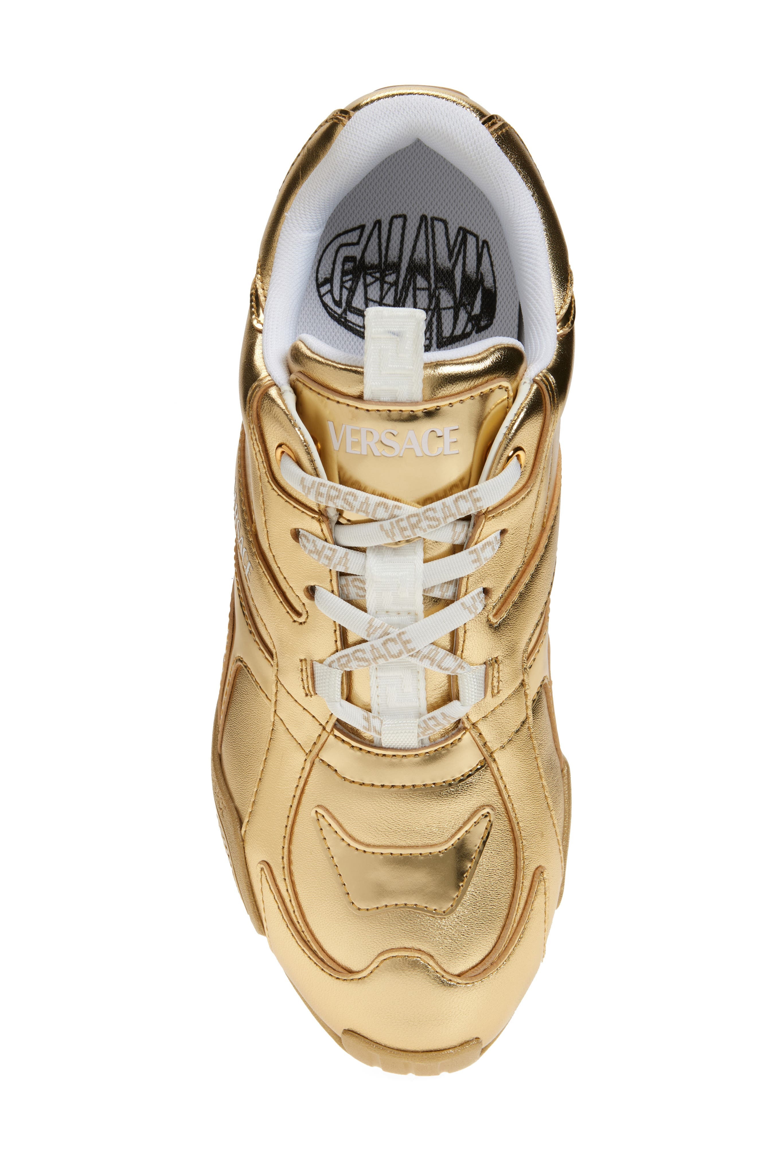 Versace Galaxia Metallic Leather Sneaker in Gold at Nordstrom - 5