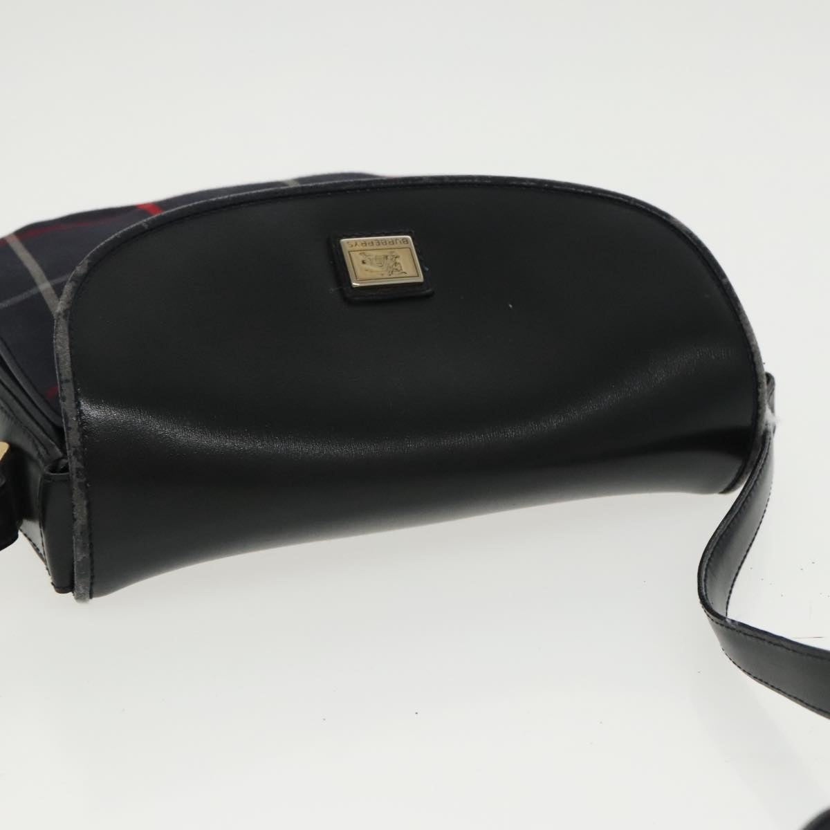 Burberry Nova Check Shoulder Bag Leather Navy Gold - 6