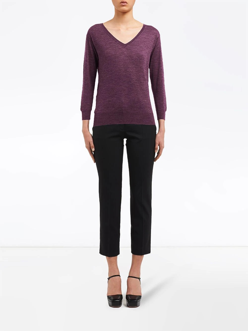 V-neck fine-knit jumper - 2