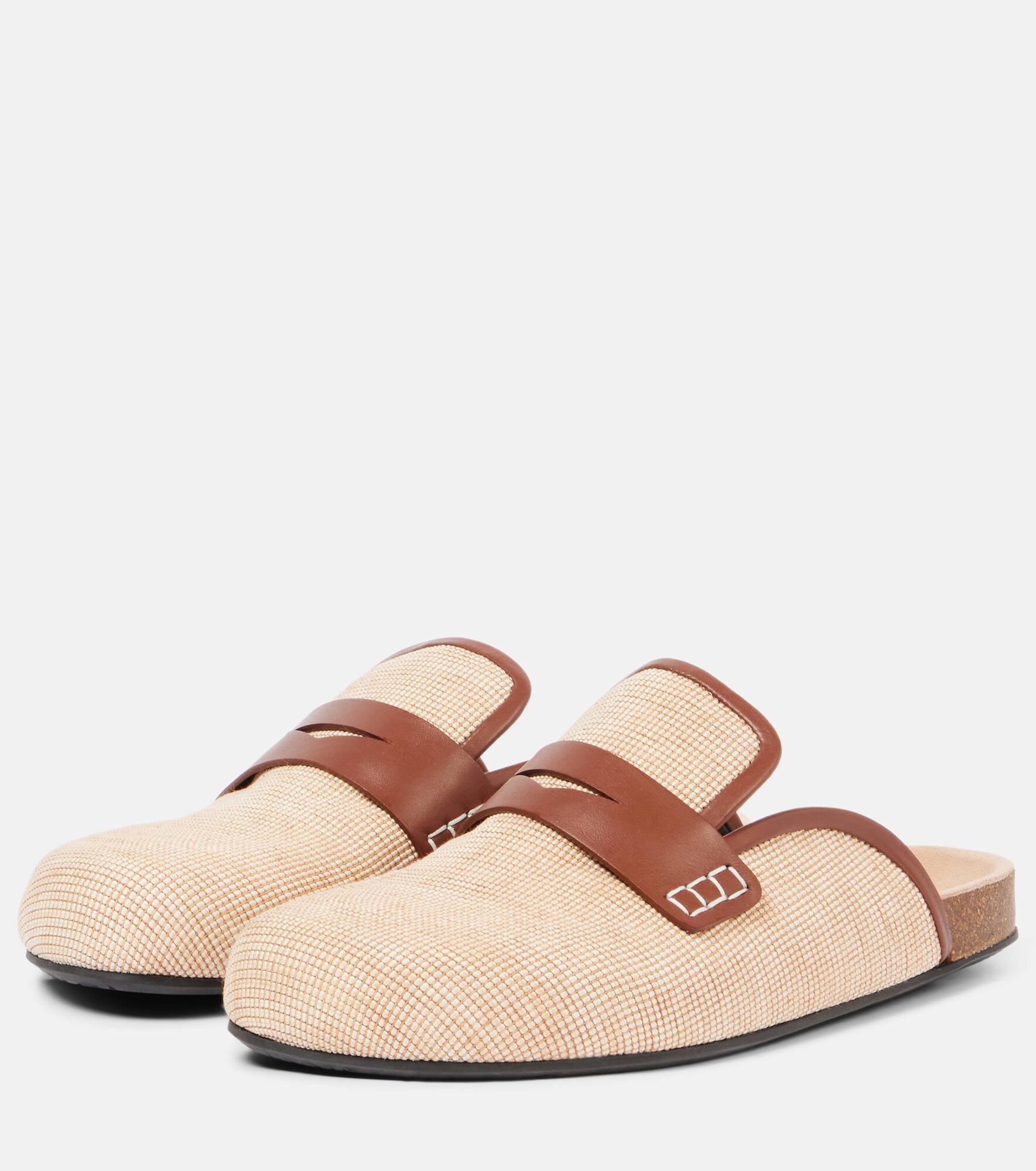 Leather-trimmed mules - 4