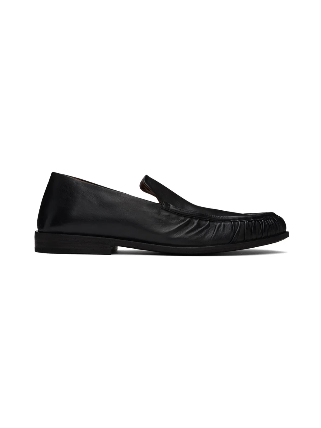 Black Gathered Loafers - 1
