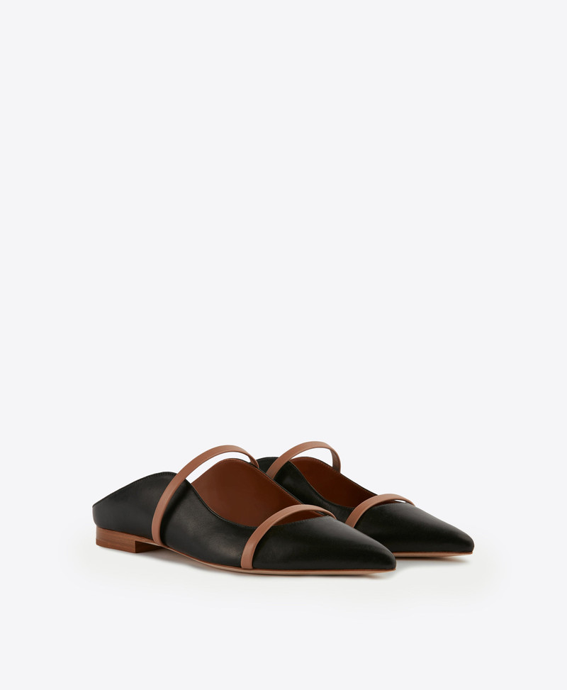 MALONE SOULIERS Maureen Black & Blush Leather Flats outlook