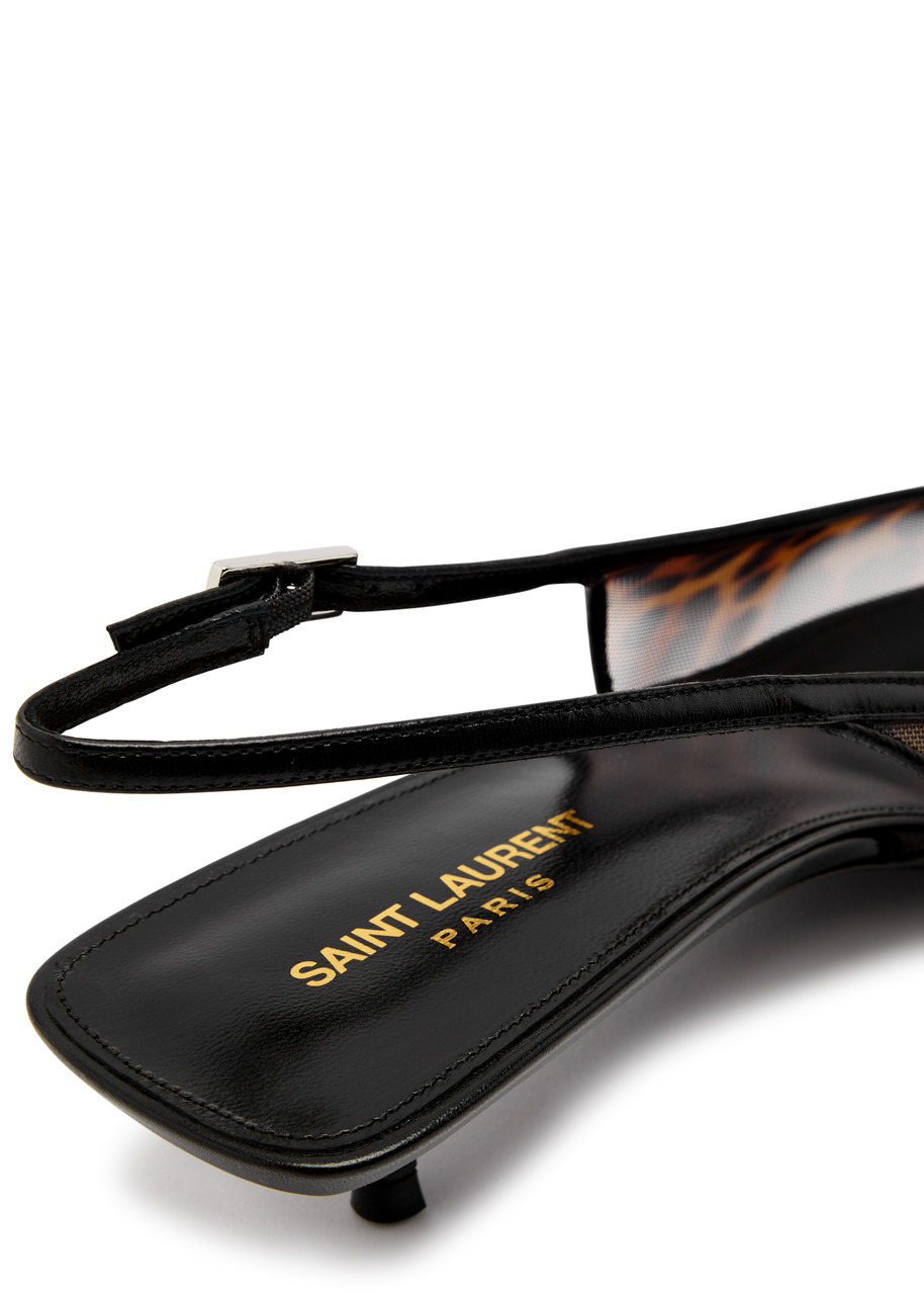 Oxalis 30 leopard-print mesh slingback pumps - 4