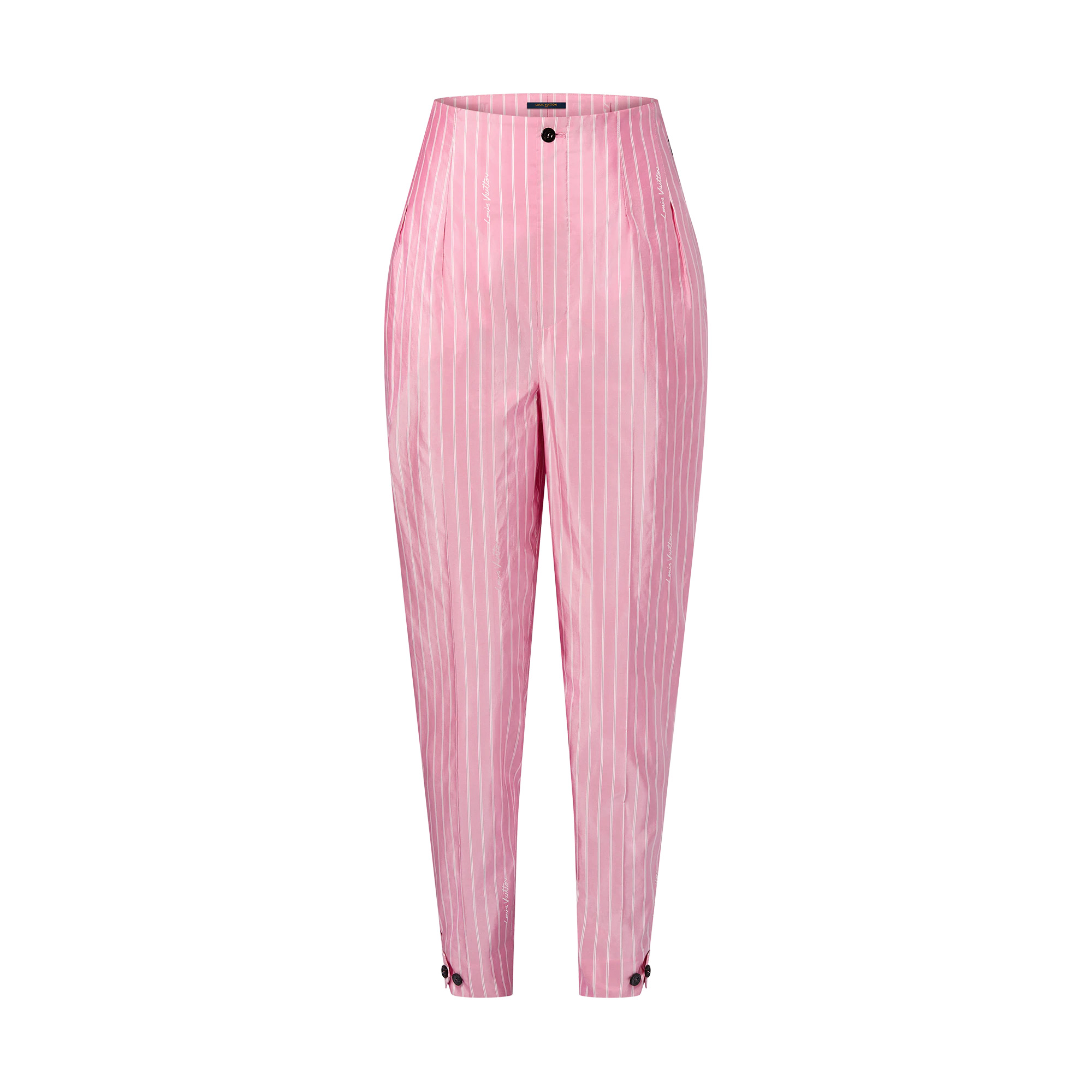 Double Stripe Fitted High Waist Carrot Pants - 1
