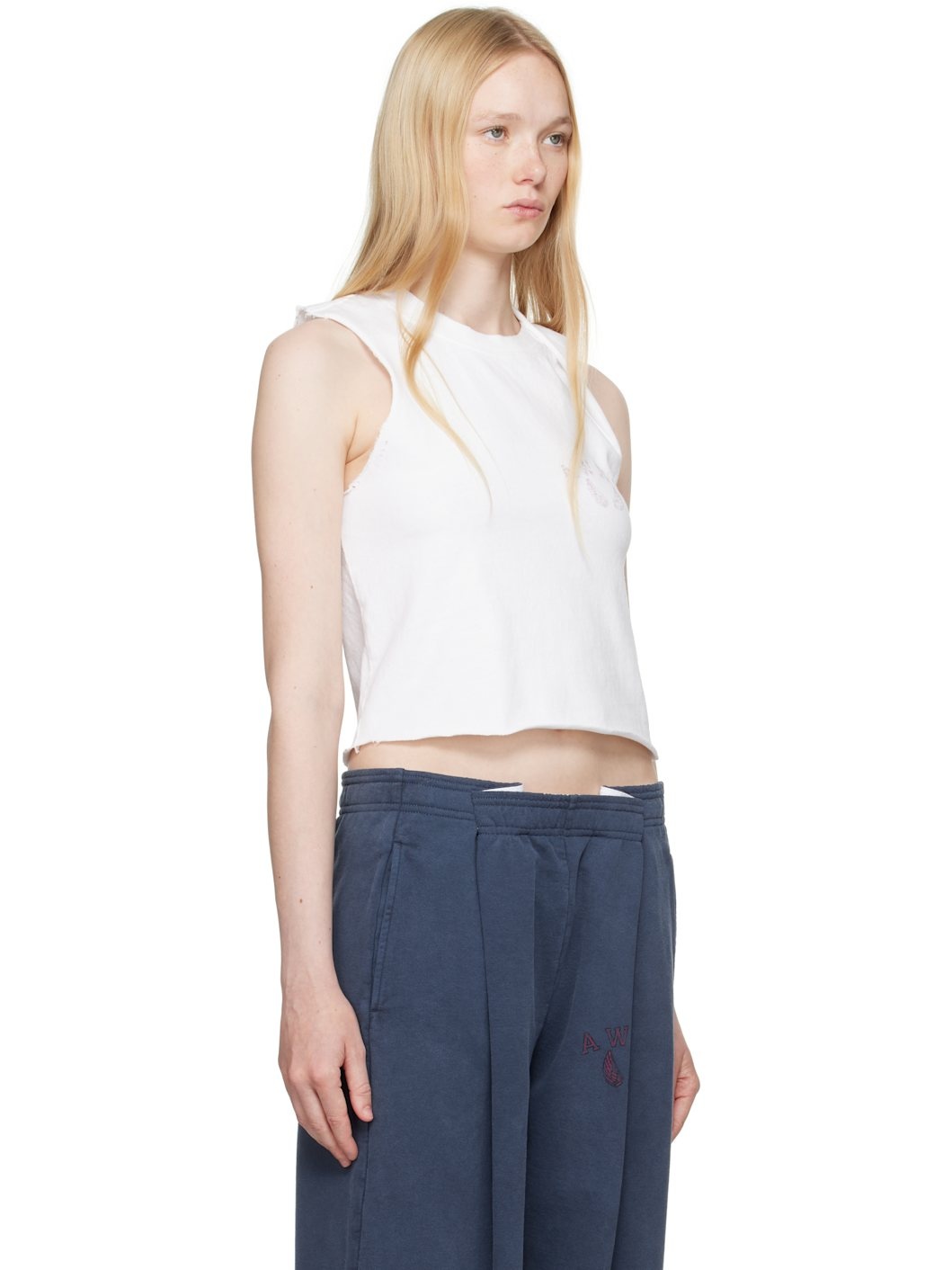 White Logo Muscle Tank Top - 2