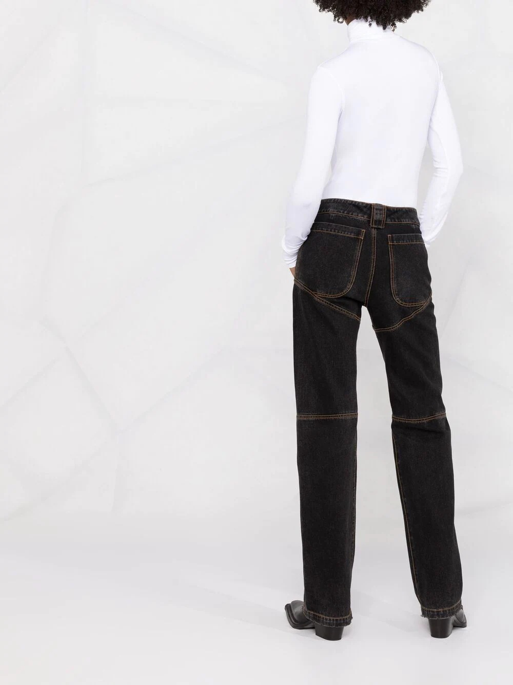 logo-embroidered roll neck top - 6