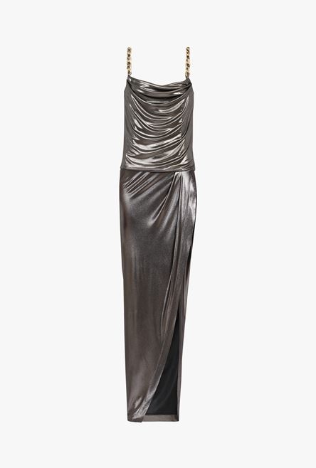 Long silver jersey dress - 1