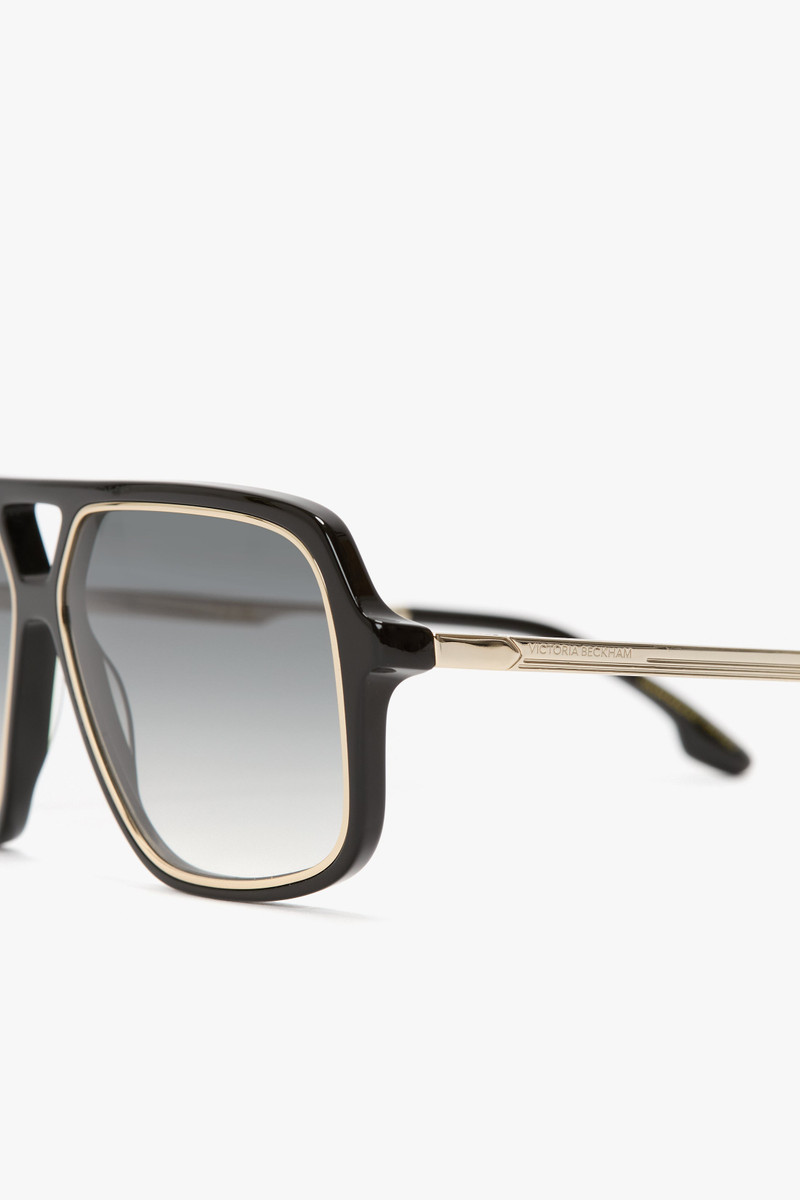 Double Bridge Aviator Sunglasses In Black 4