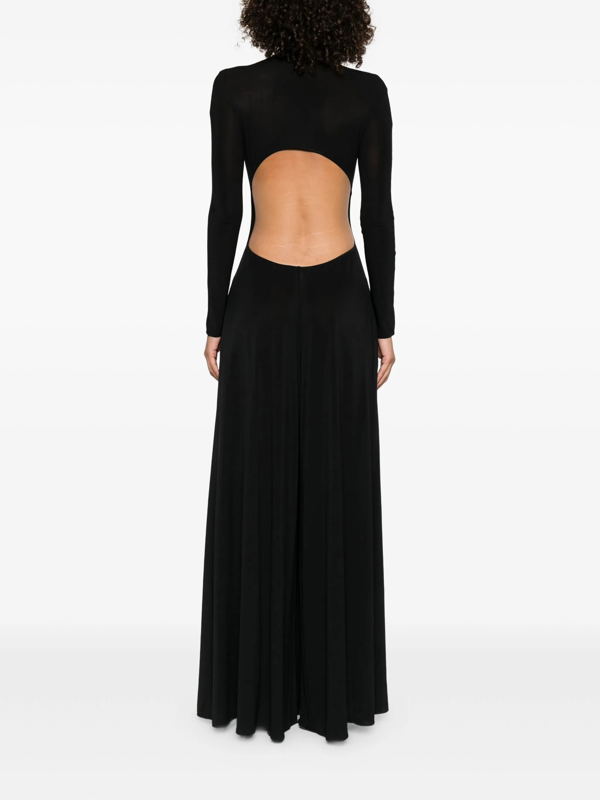 Alaïa ALAIA HNK LS PLEAT SHEER MAXI DRESS BLACK - 2