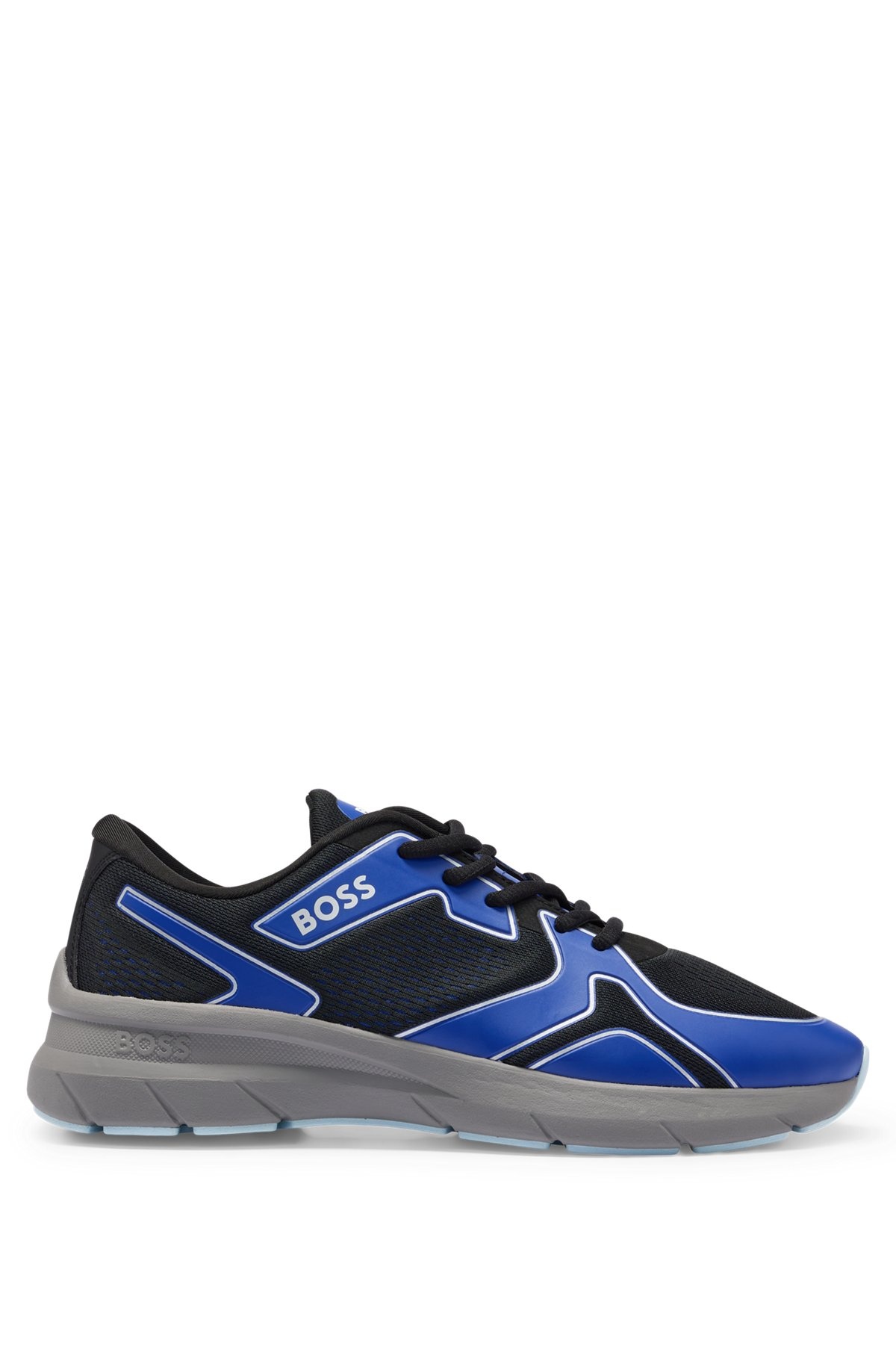 MIXED-MATERIAL TRAINERS WITH RUBBERIZED FAUX LEATHER - 1