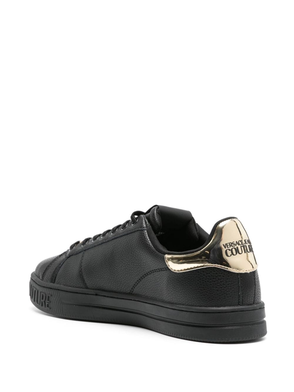 logo-patch leather sneakers - 3