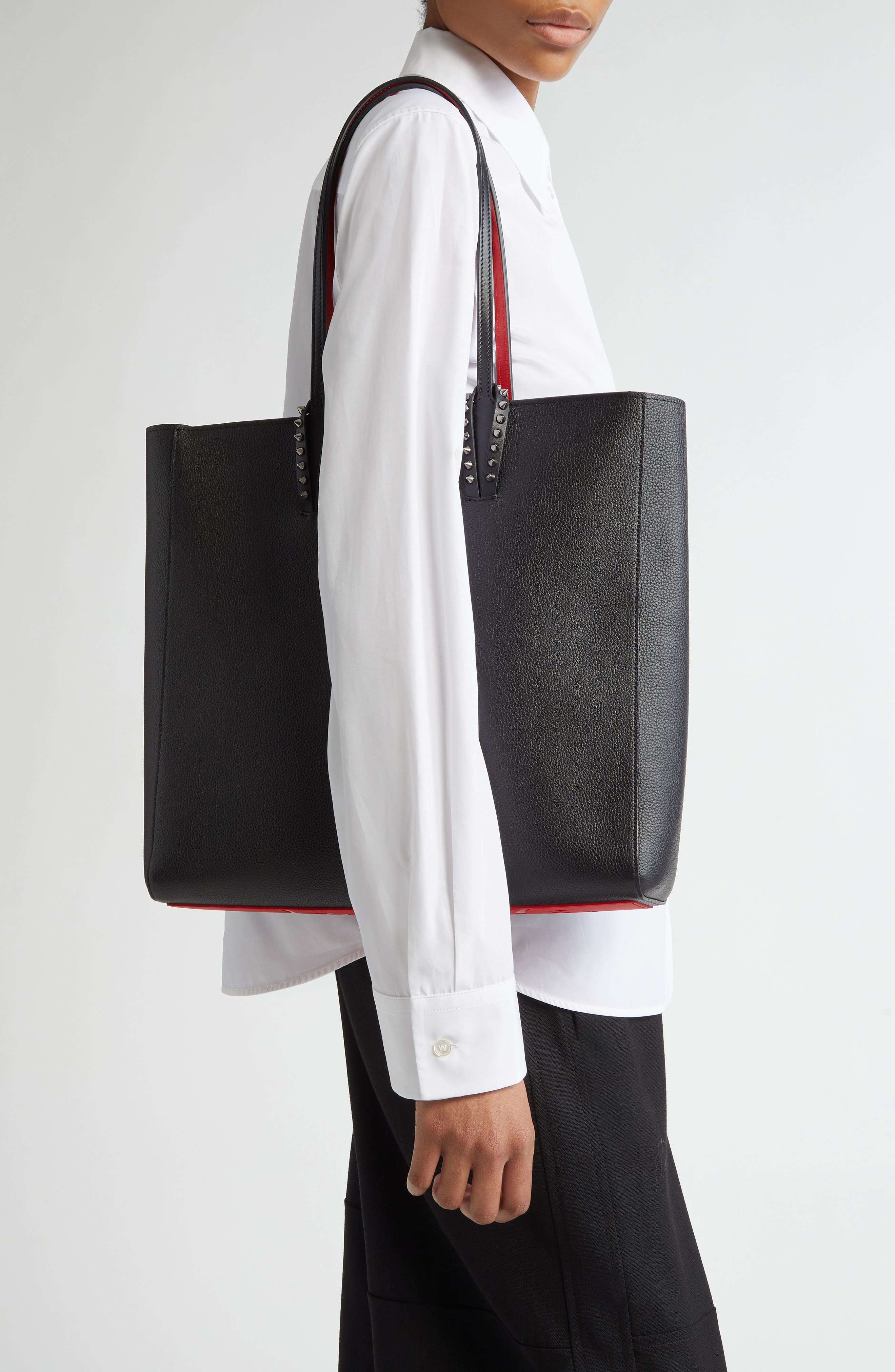 Christian Louboutin Cabata Soft Calfskin Leather Tote Bag in Black/Gunmetal at Nordstrom - 2