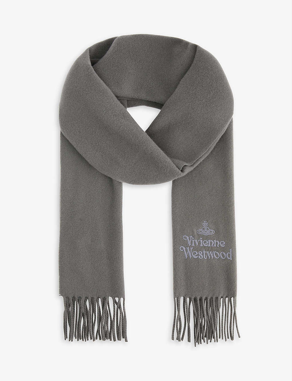 Orb and logo-embroidered wool scarf - 1