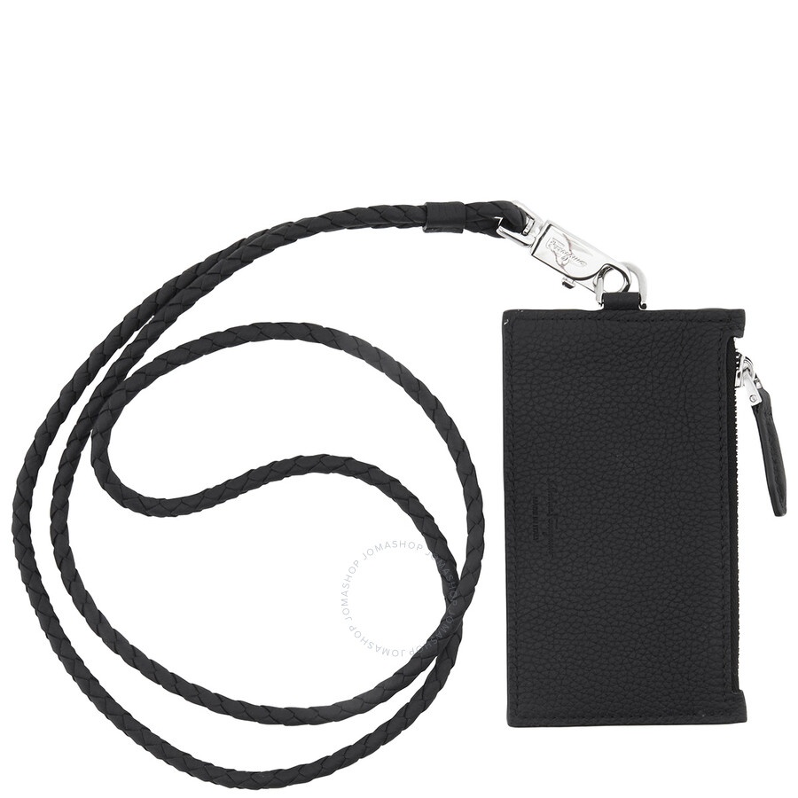 Salvatore Ferragamo Black Leather Gancini Card Holder With Strap - 3