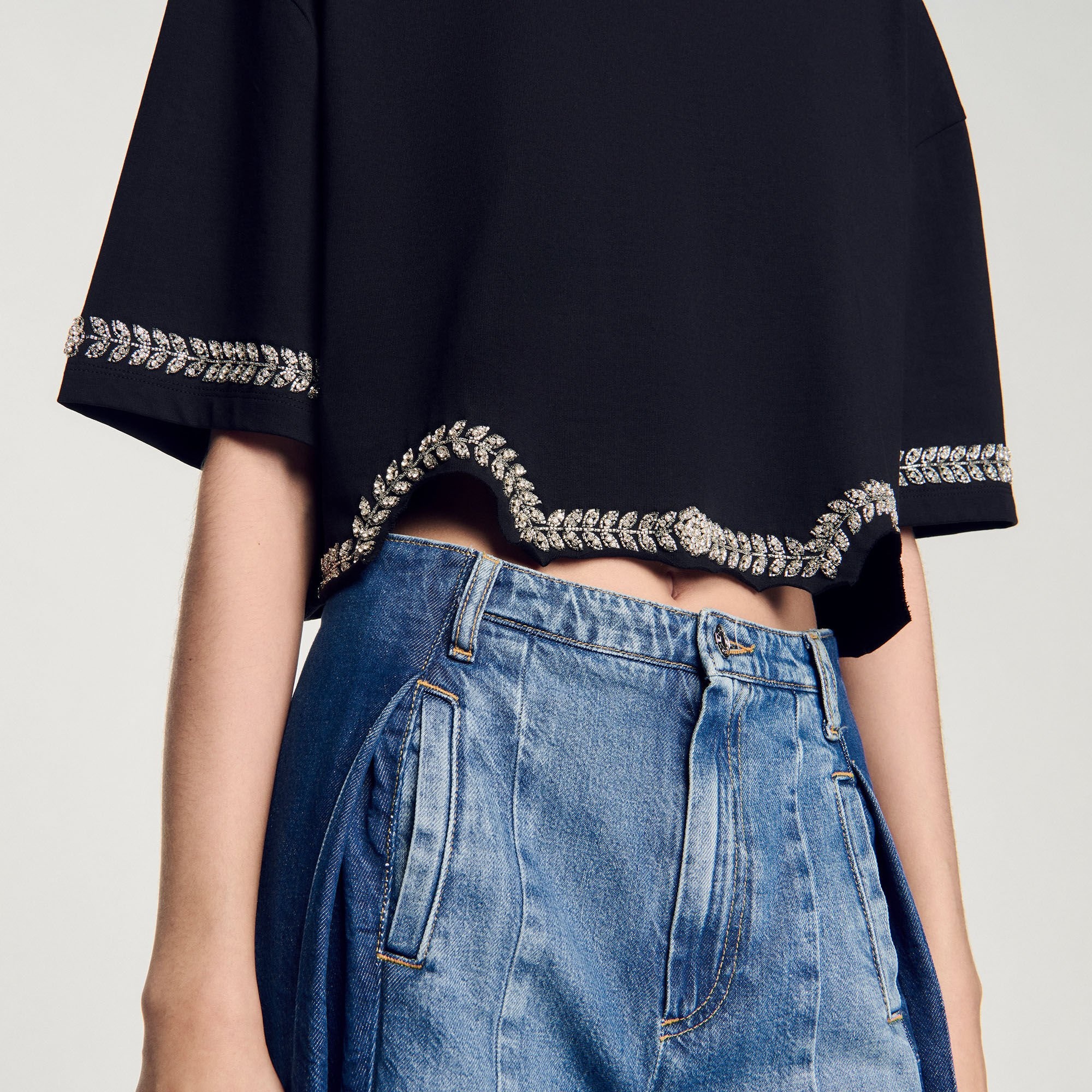 RHINESTONE CROPPED T-SHIRT - 3