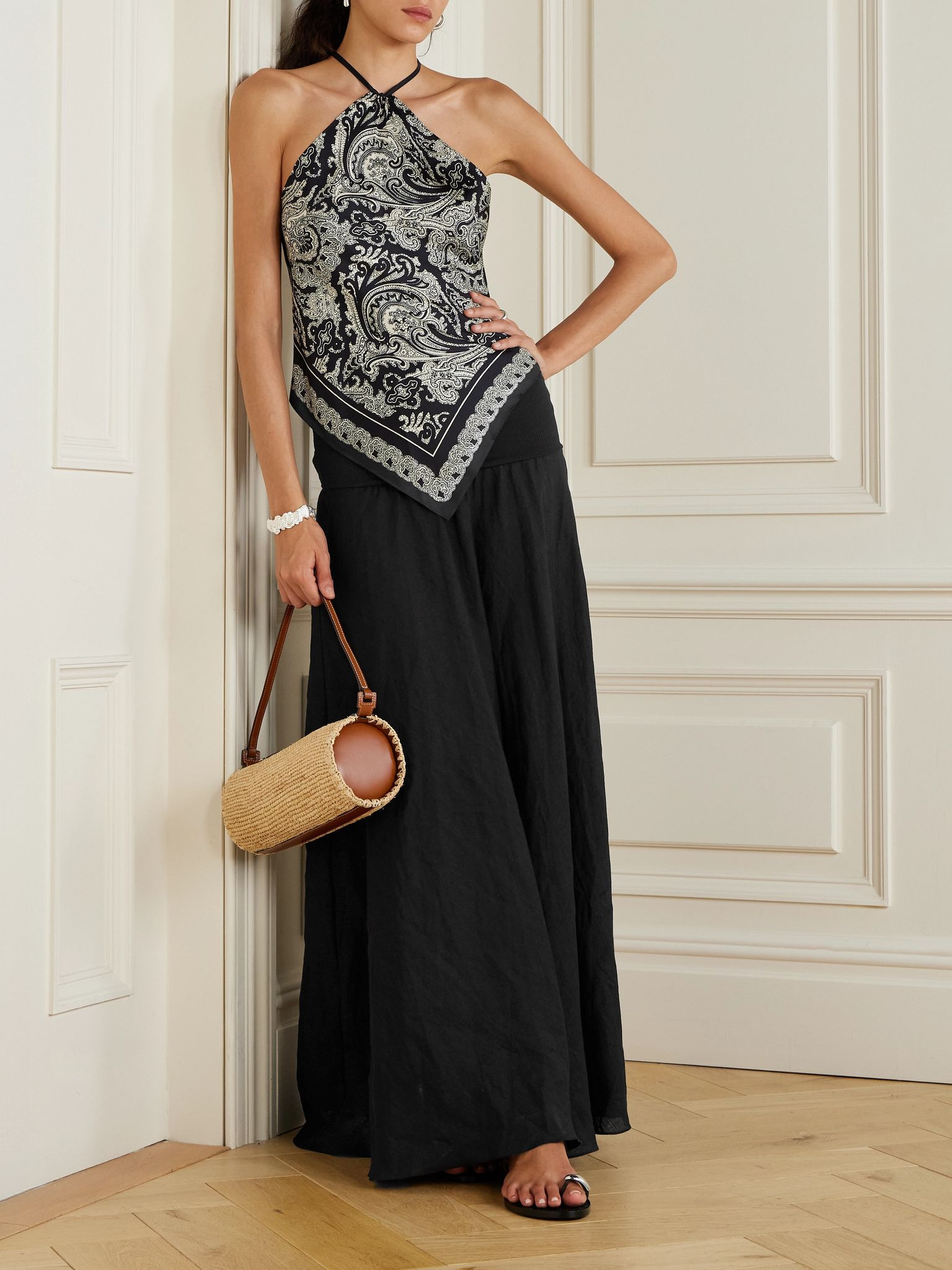 Light and Sound convertible linen-blend maxi skirt Black - 2