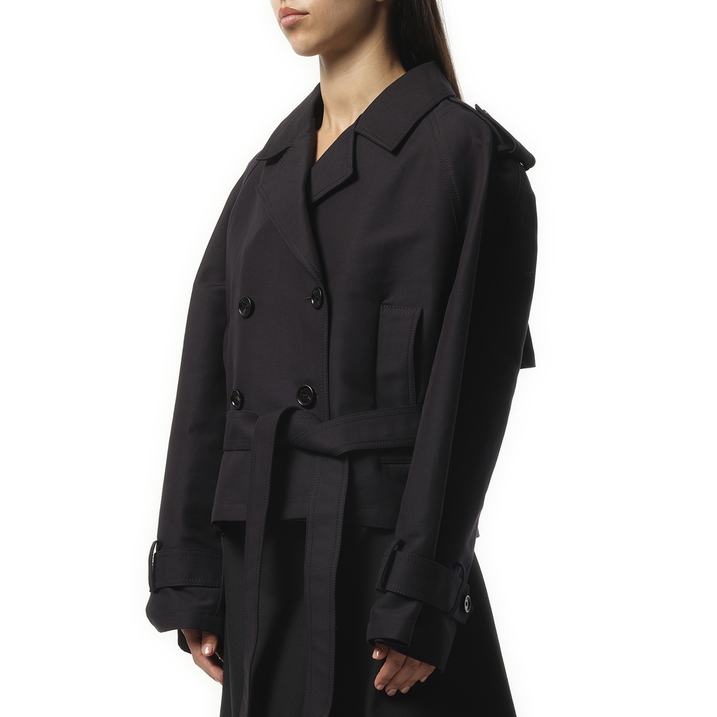 Short Trench Coat in Black - 5
