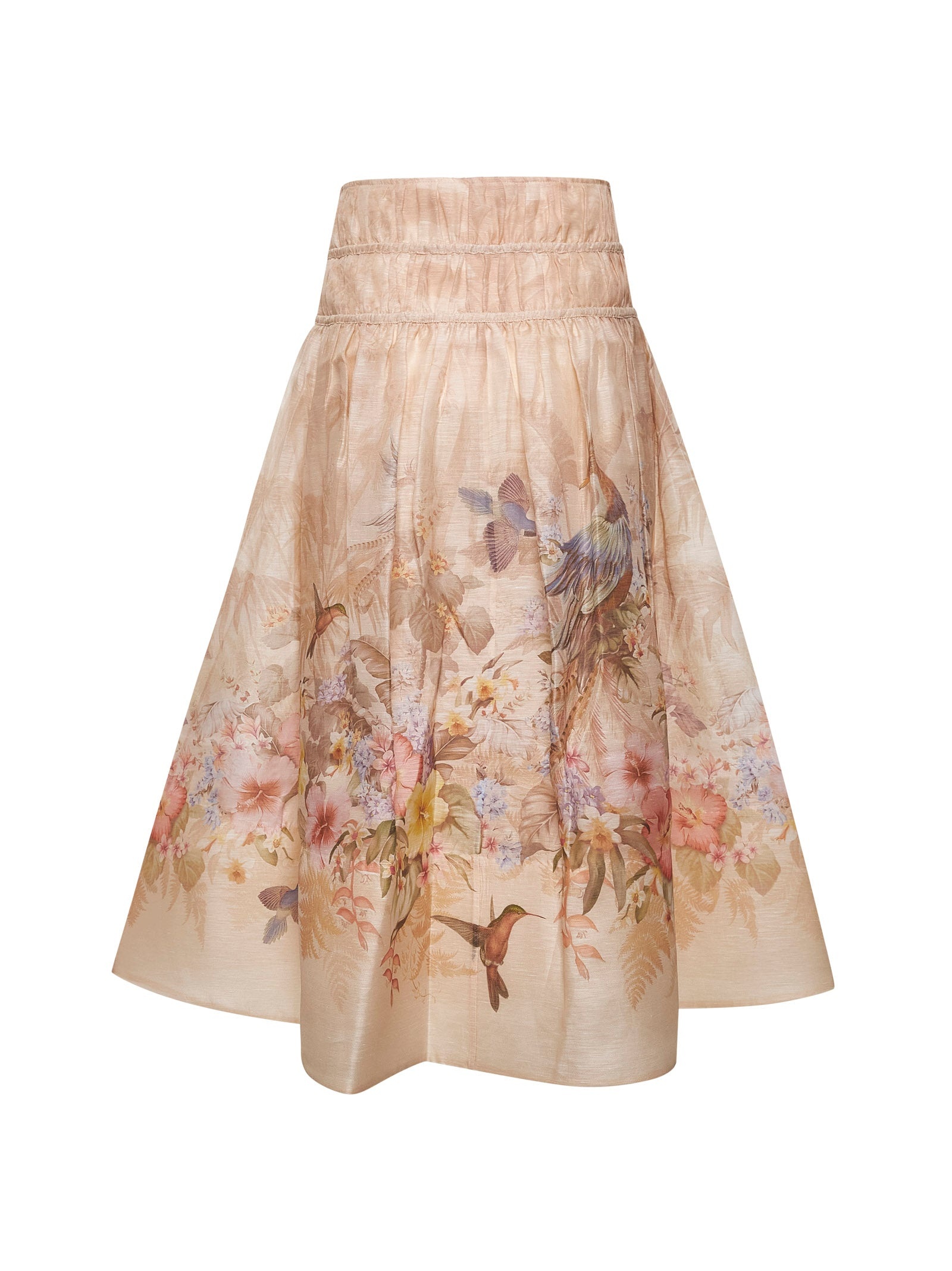 Ivory linen and silk Drawn Illuminate midi skirt - 2