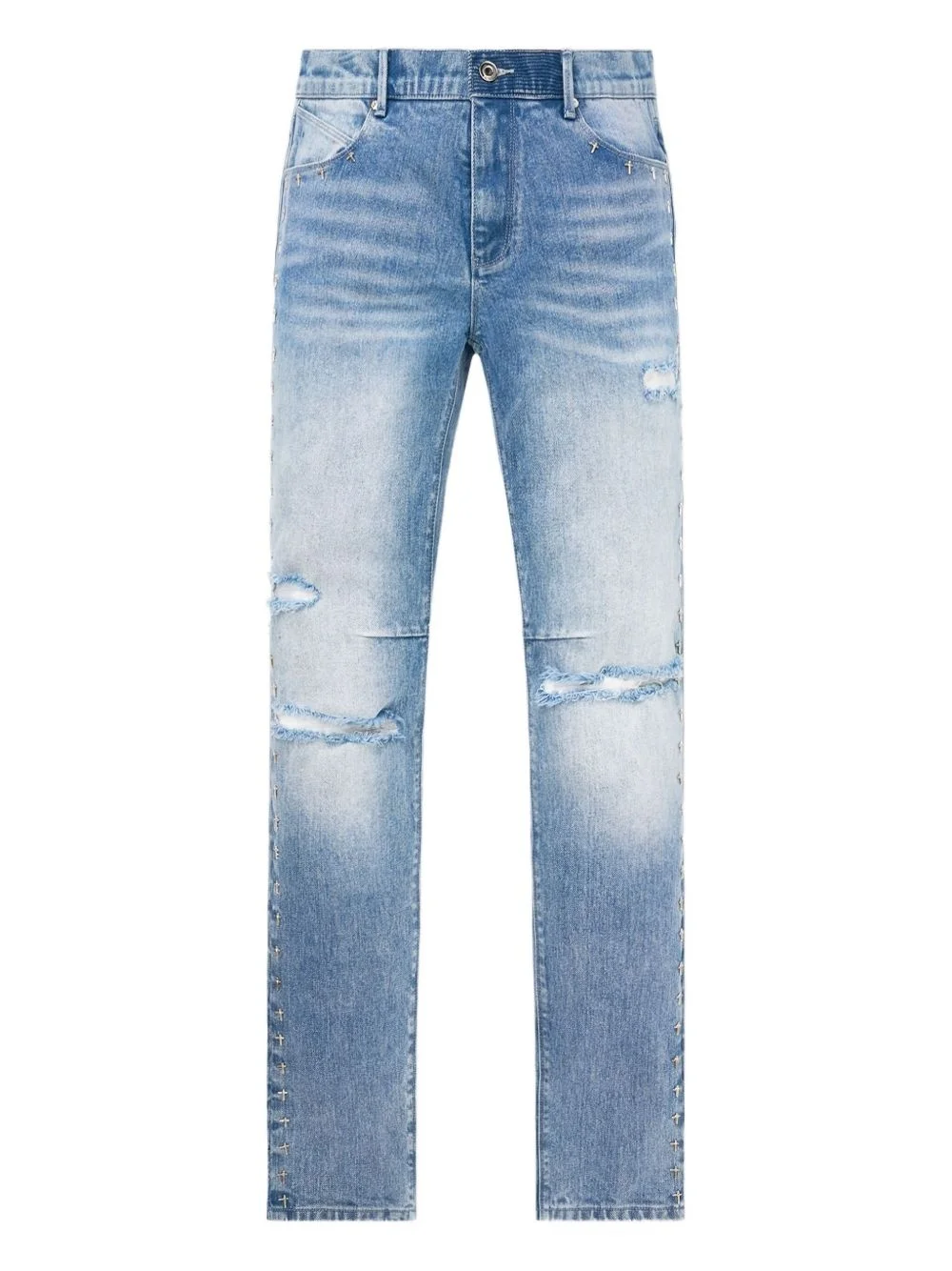 studded distressed jeans - 1