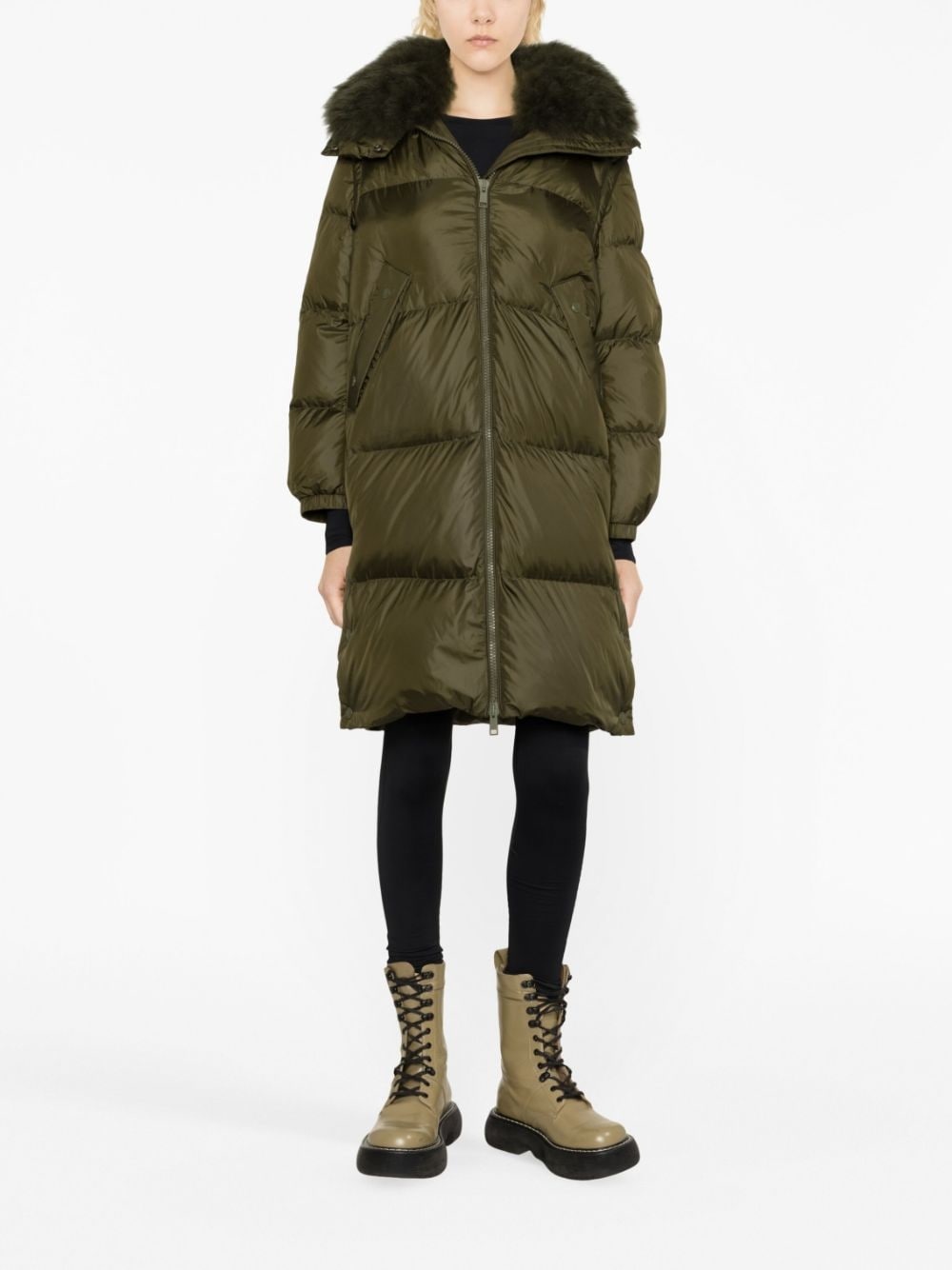 padded-design long-sleeve coat - 2